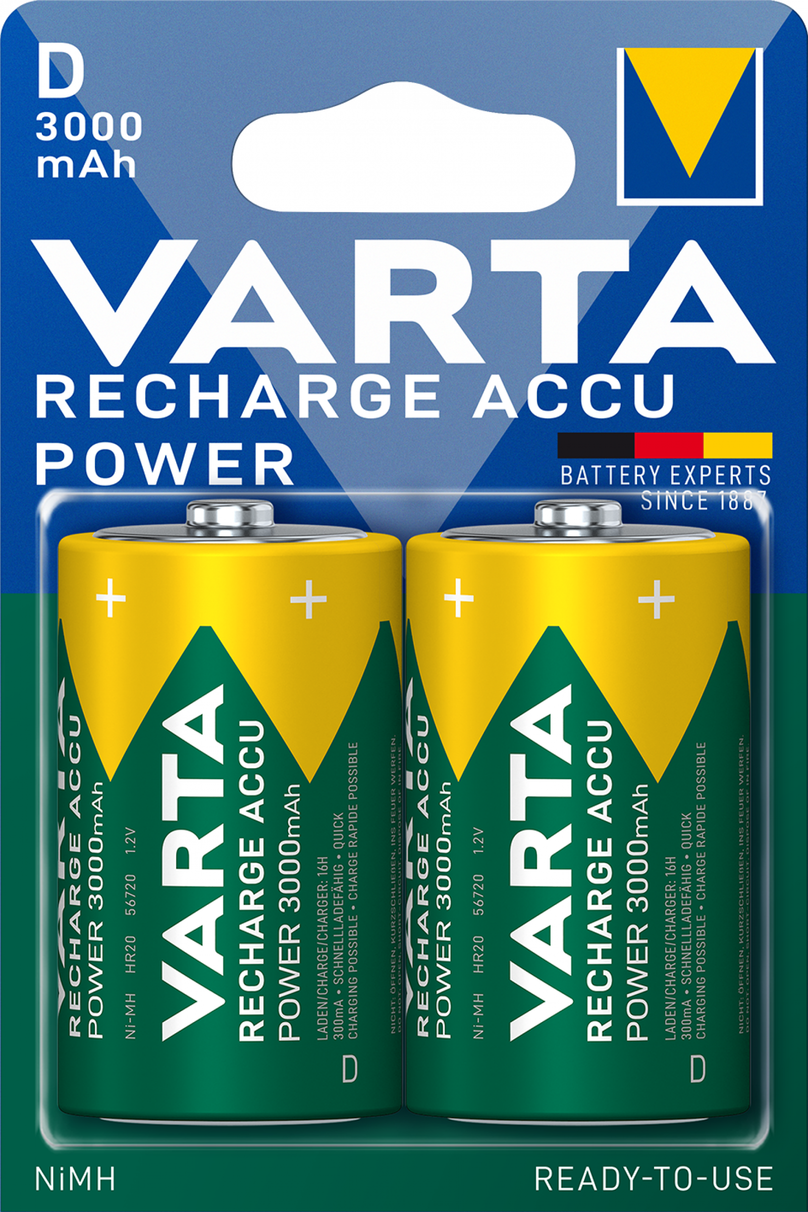 Varta Power Akku Mono D R2U 3000 mAh - 2er Blister
