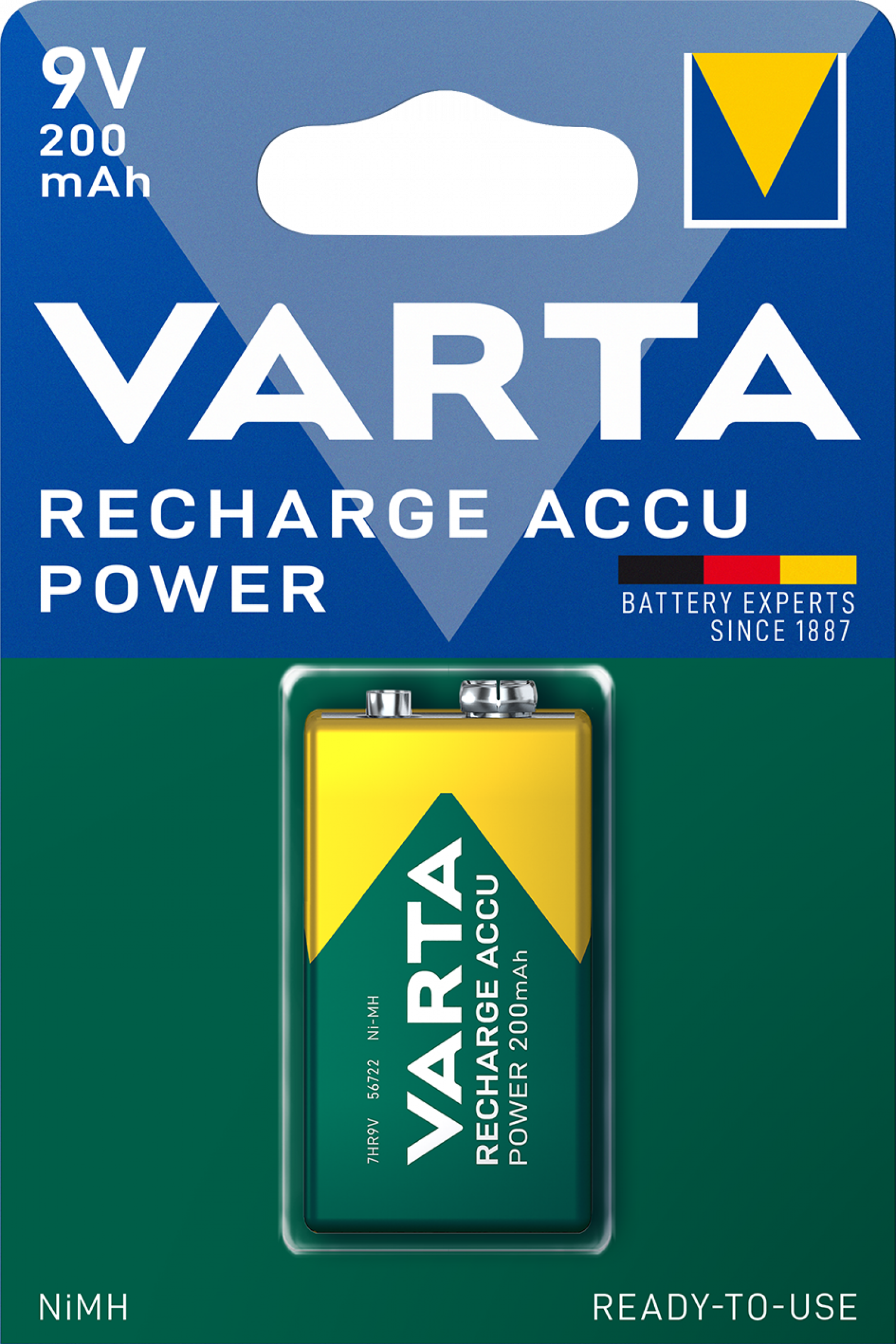 VARTA Akku Rechargeable 9V Block 200 mAh - 1er Blister