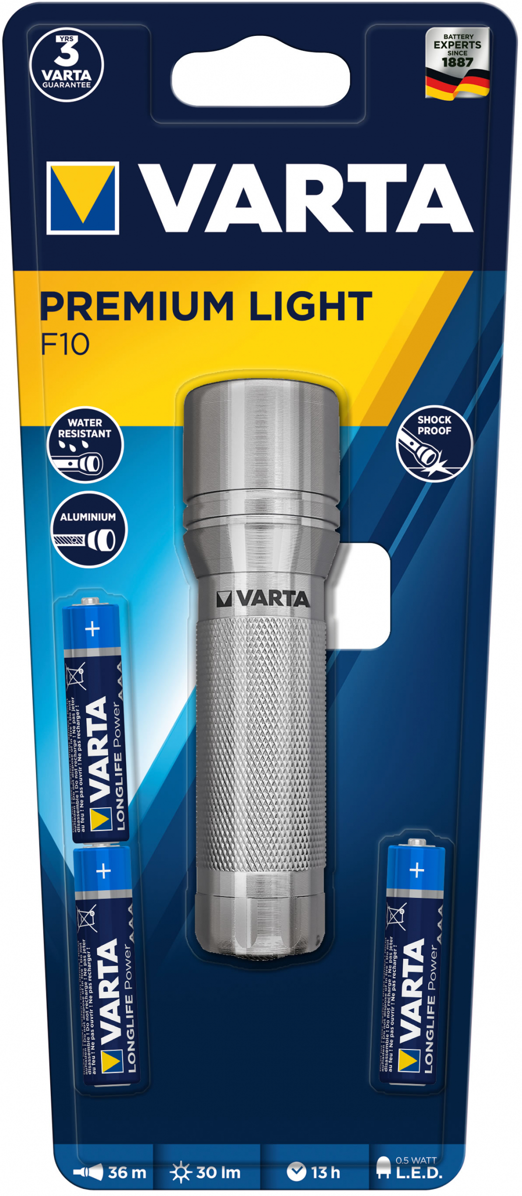 Varta Taschenlampe Premium LED Light F10 inkl. 3x AAA