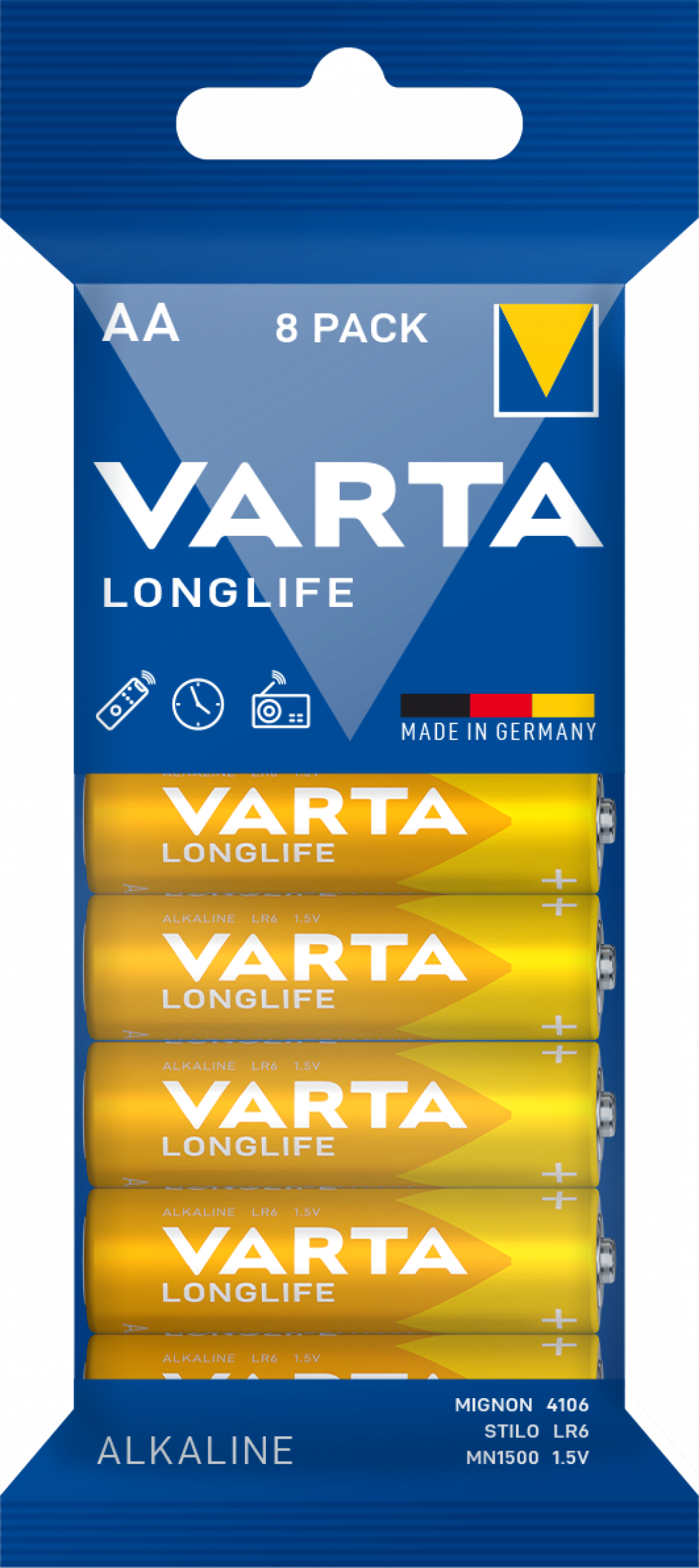 Varta Longlife Extra Alkaline 4106-LR06-AA-Mignon - 8er Folienpack