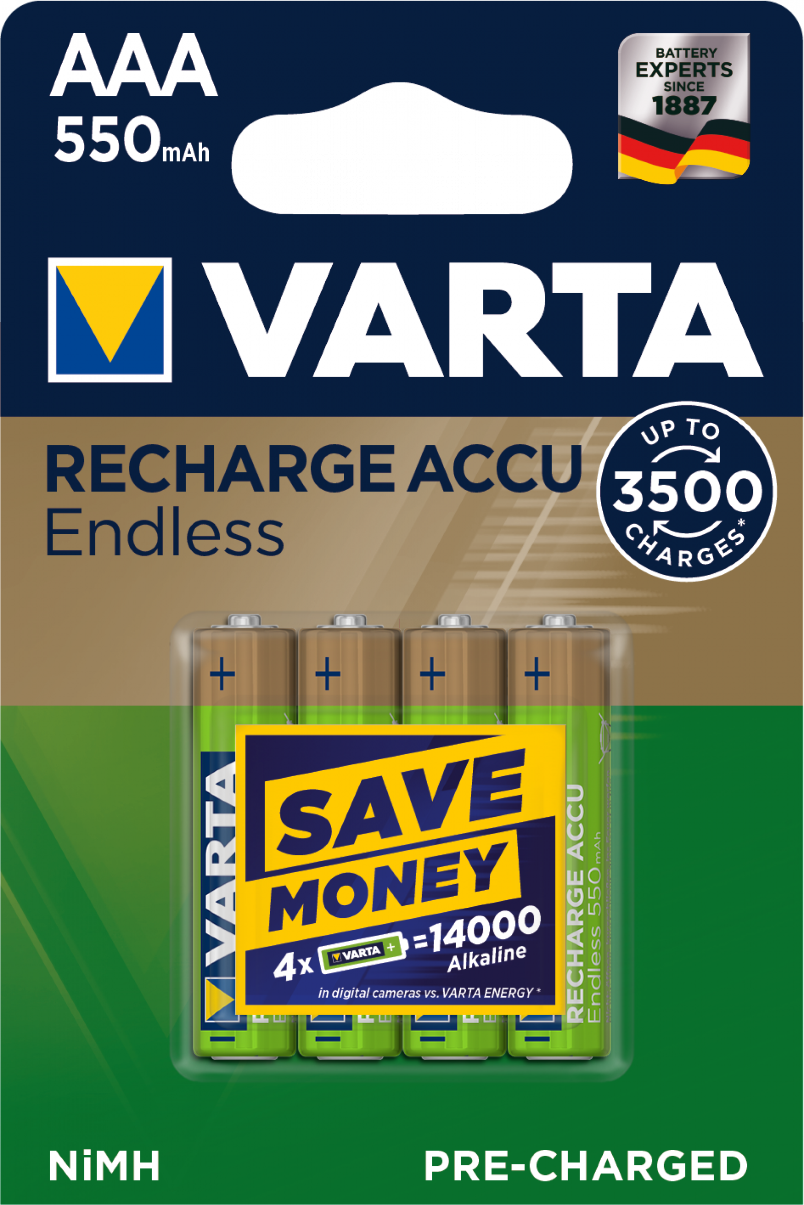 Varta Endless Accu HR3-AAA-Micro 550mAH - 4er Blister