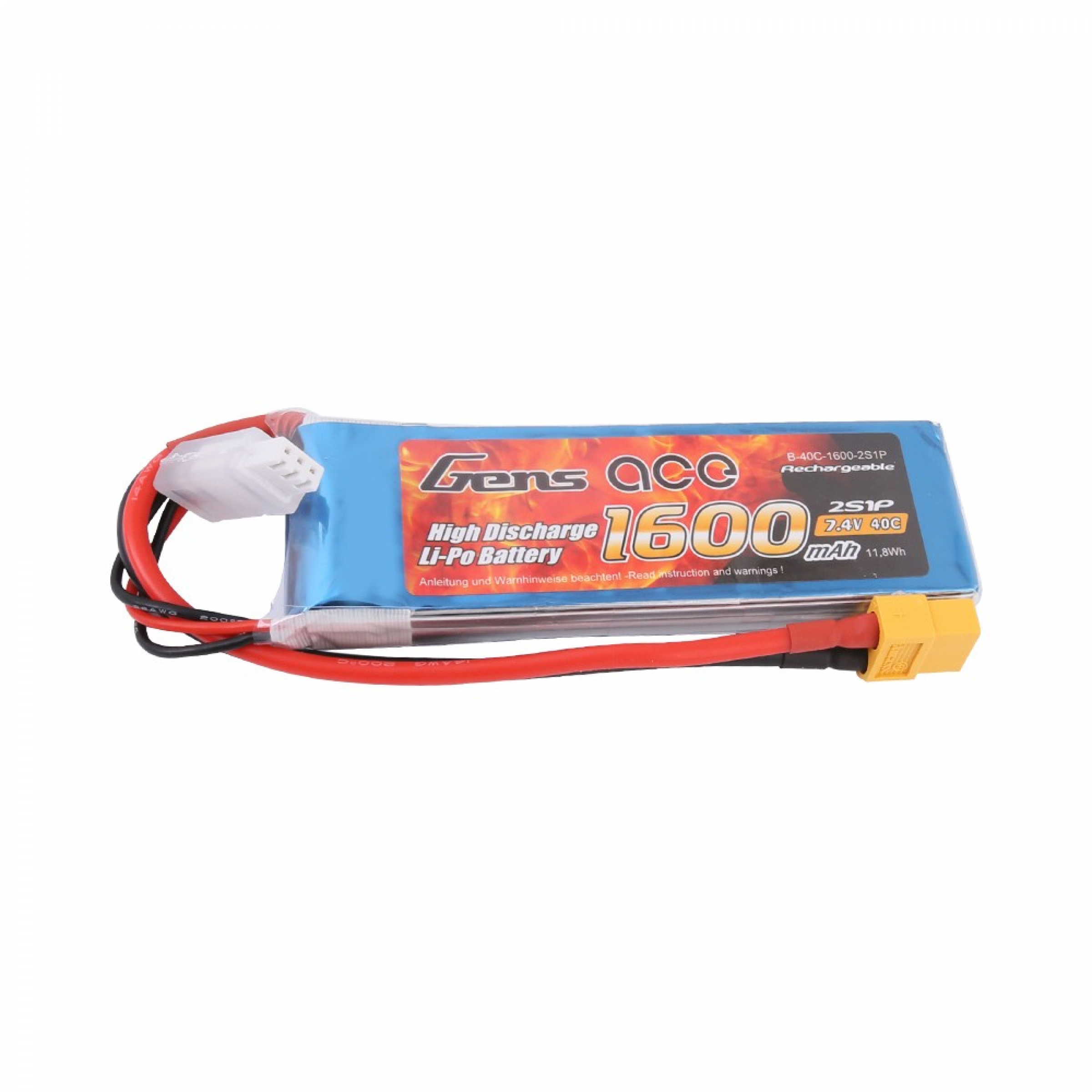 Grepow 1600mAh 7,4V 40C 2S1P Lipo Akku mit XT60 Stecker