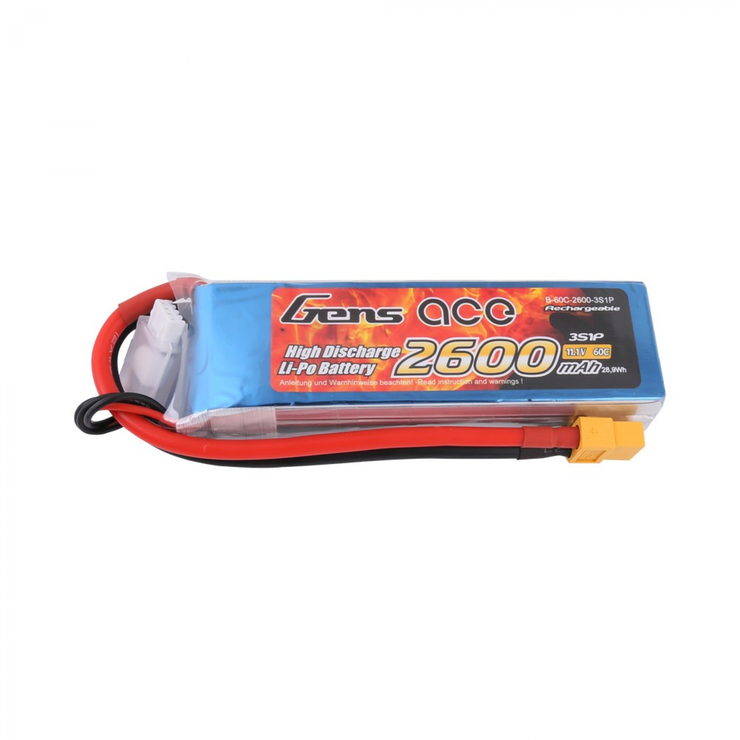 Grepow 2600mAh 11.1V 60C 3S1P Lipo Akku mit XT60 Stecker