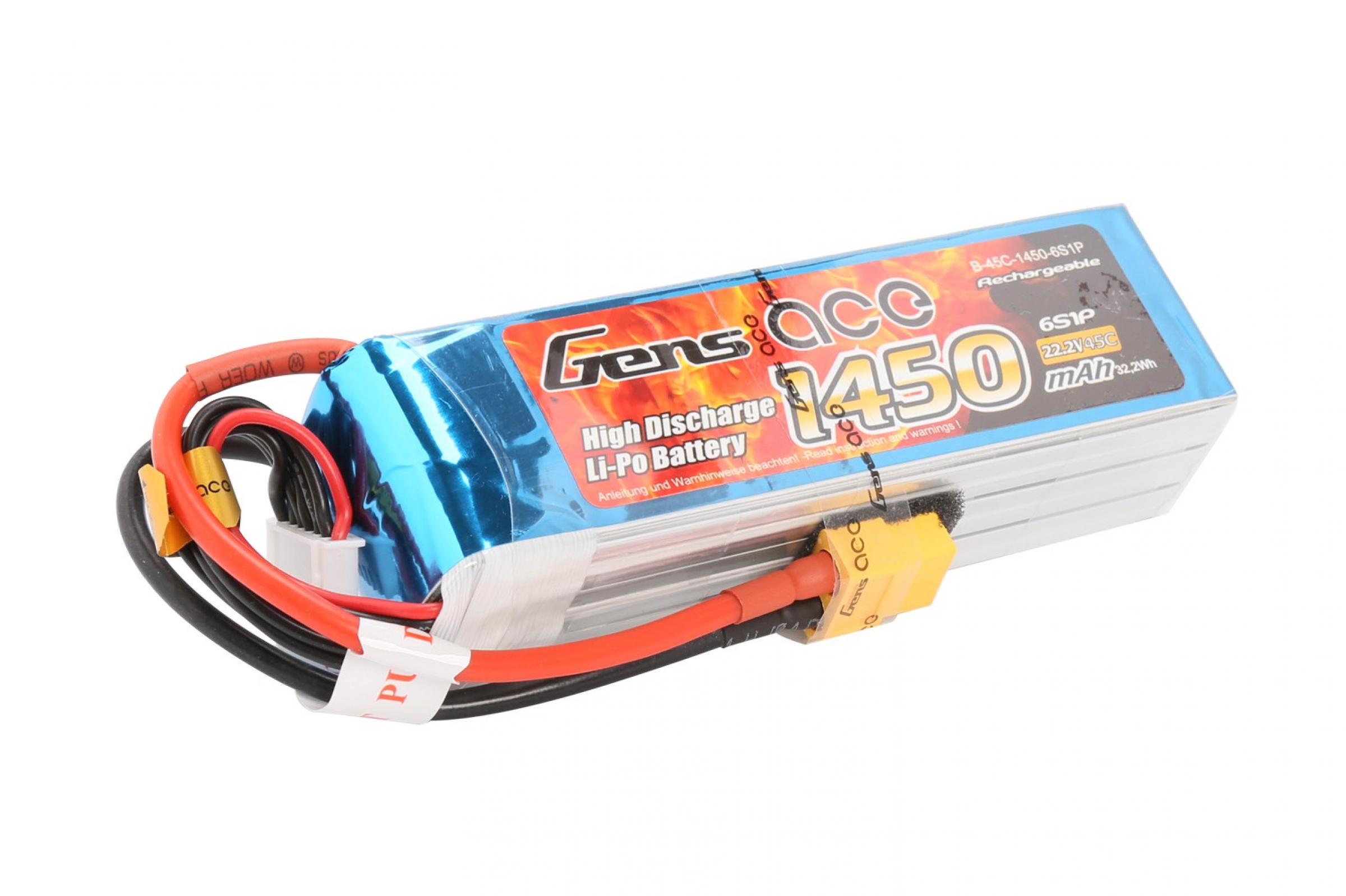 Grepow 1450mAh 22.2V 45C 6S1P Lipo battery pack with XT60 connector