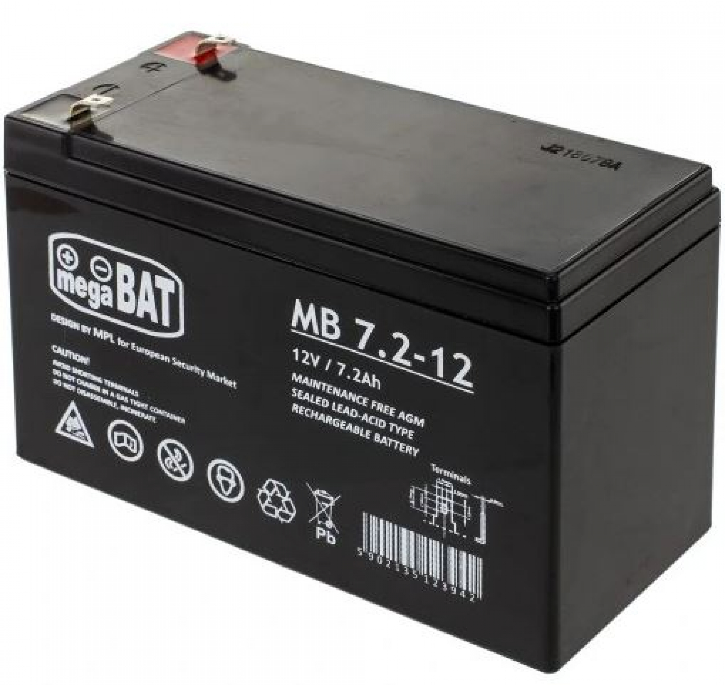 MW Power Ultra PS1270 Bleigel 12V 7,2 AH 151x65x94
