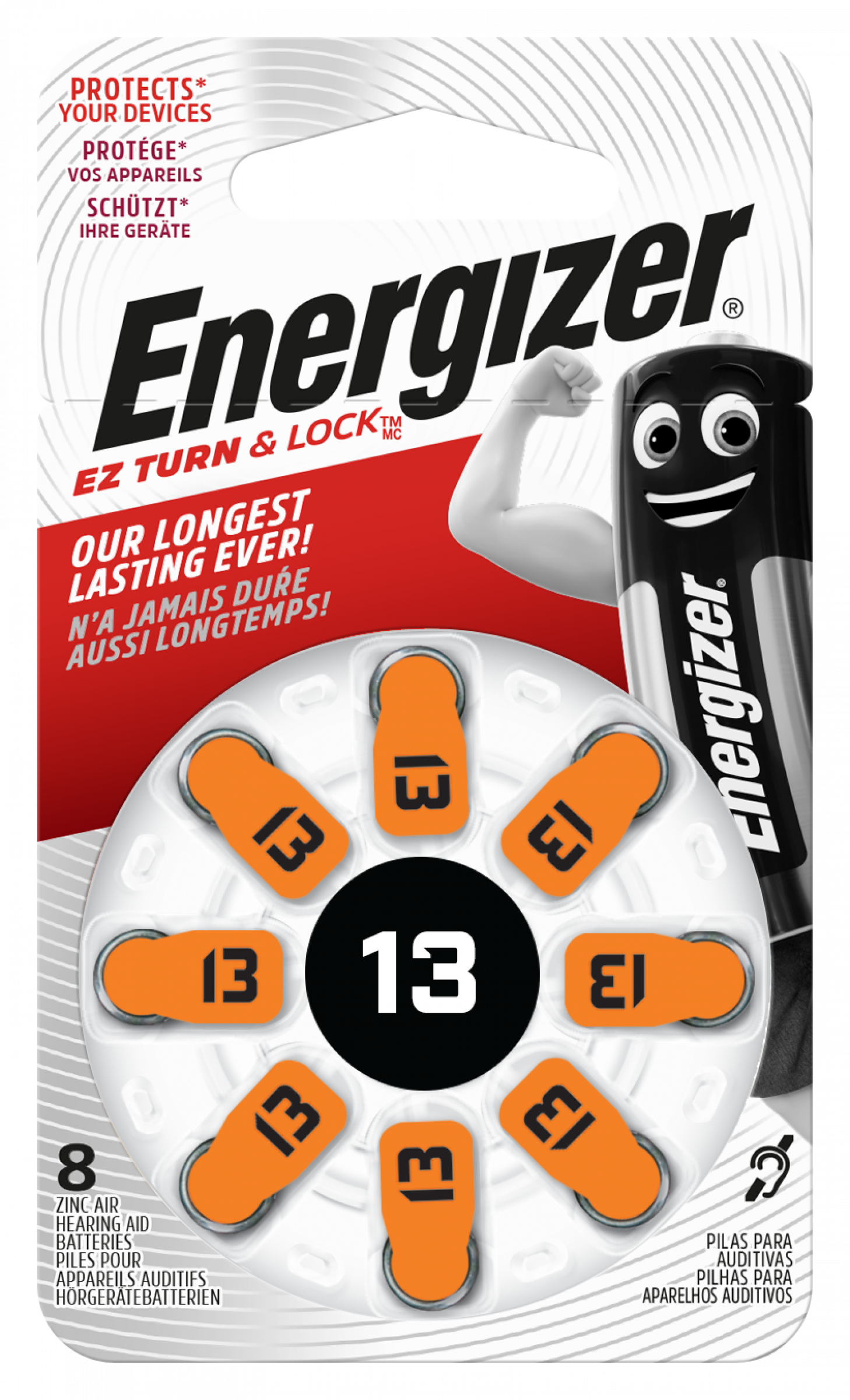 Energizer AC 13 E PR48 orange Hörgeräte Knopfzelle 8er Blister
