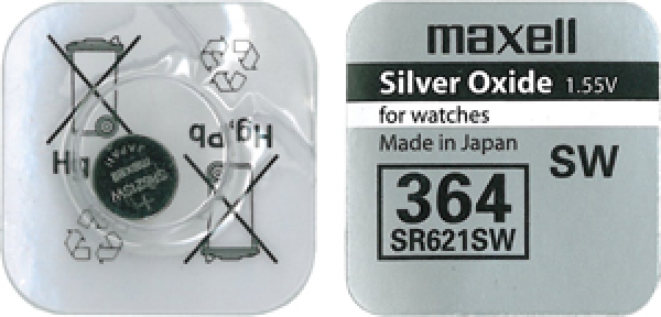 Maxell Silberoxid Uhrenbatterie 364 - SR621SW - 1er Pack