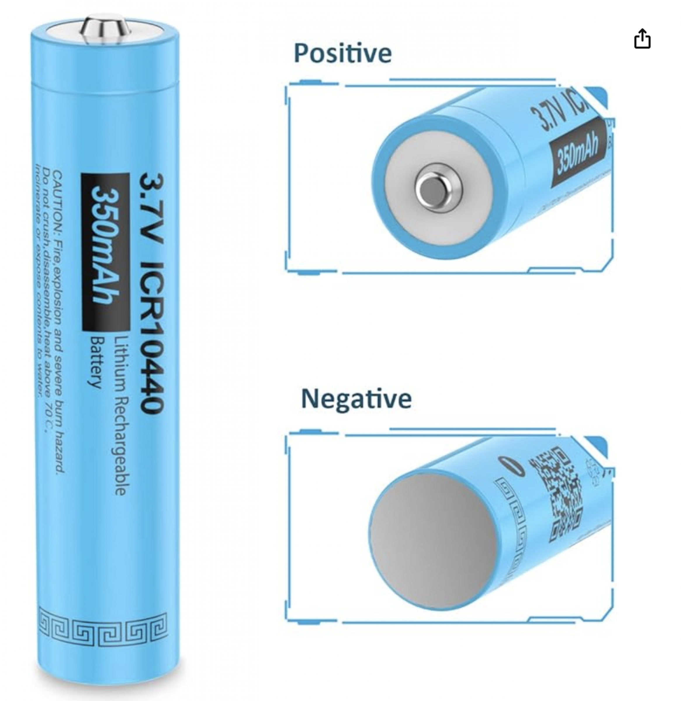 Infinio PK AAA Akkus Li-Ionen, ICR10440 Wiederaufladbare Batterie 3,7V