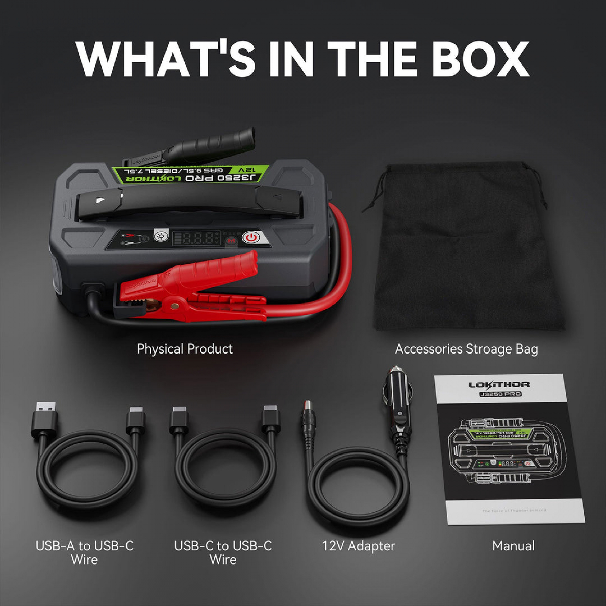 Lokithor J3250 PRO Jumpstarter 12V 3250A LiFePO4