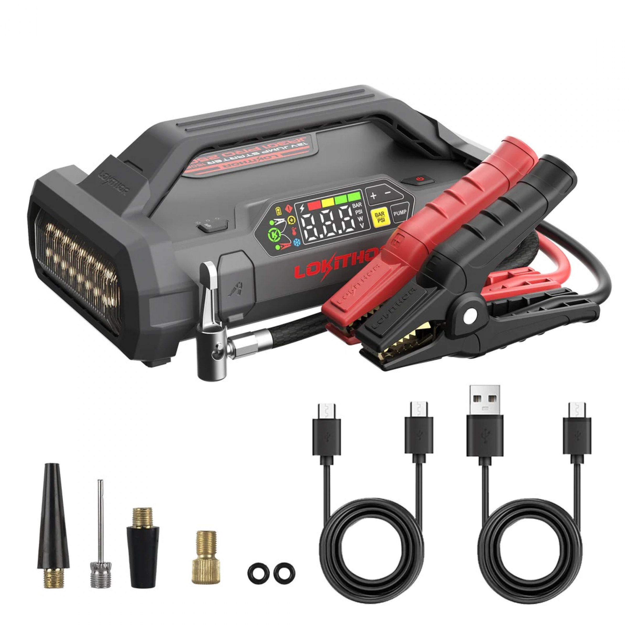 Lokithor JA301 PRO Jump Starter 12V 2500 A Compressor/Power Bank/Light