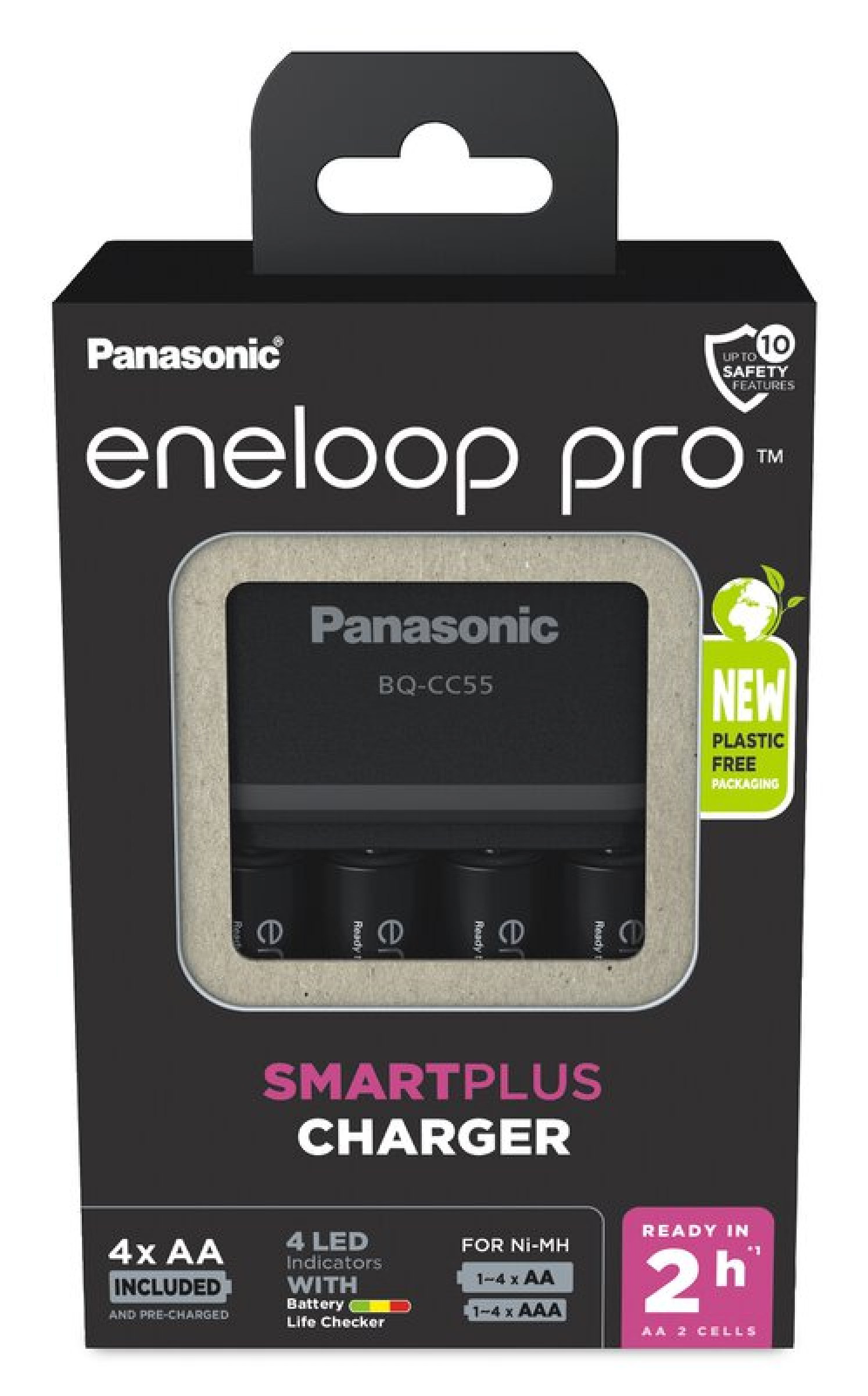 Panasonic Eneloop Pro Charger BQ-CC55  inkl. 4 AA eneloop pro 2500 mAh