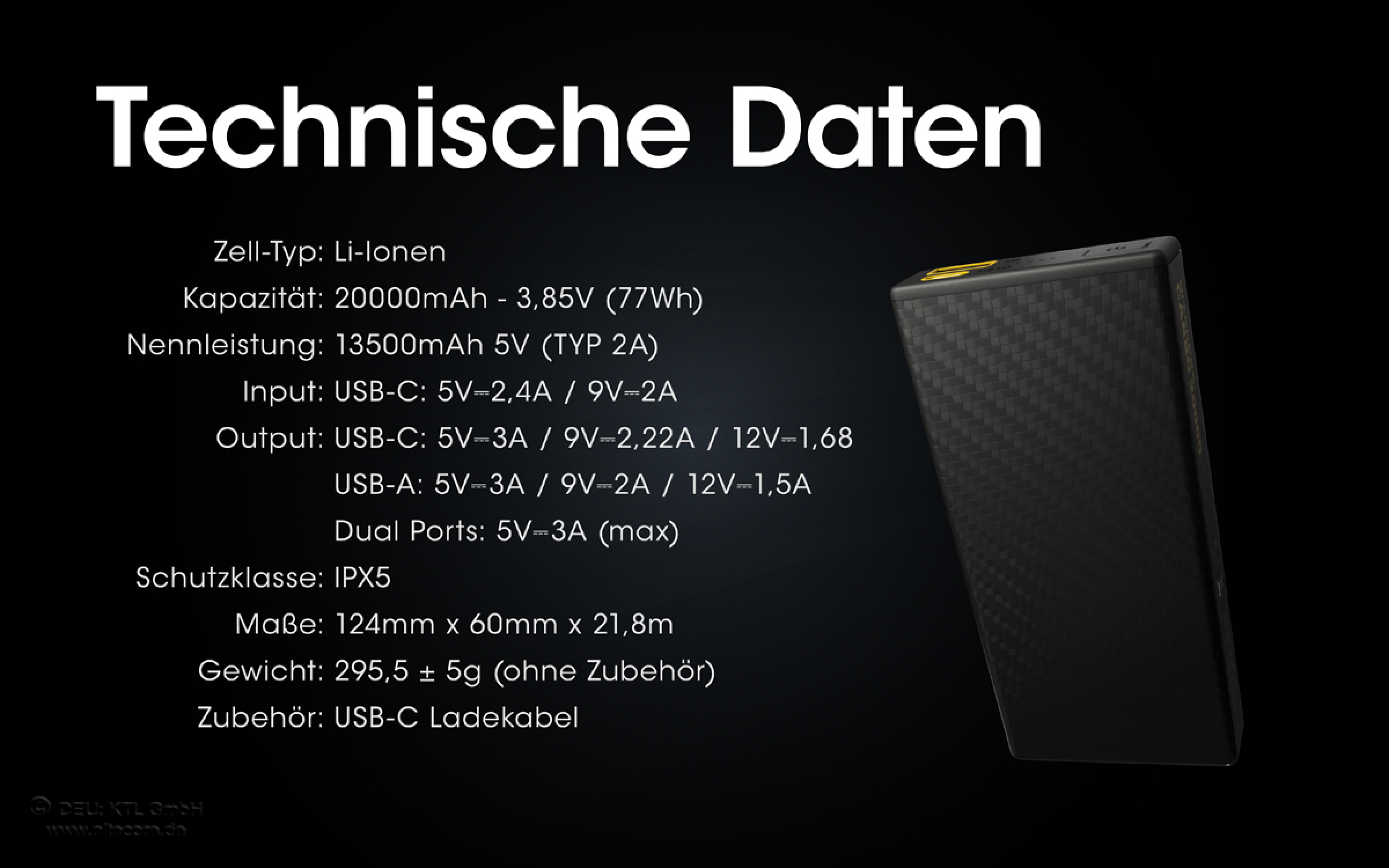 Nitecore Powerbank CARBO20000 - 20000mAh