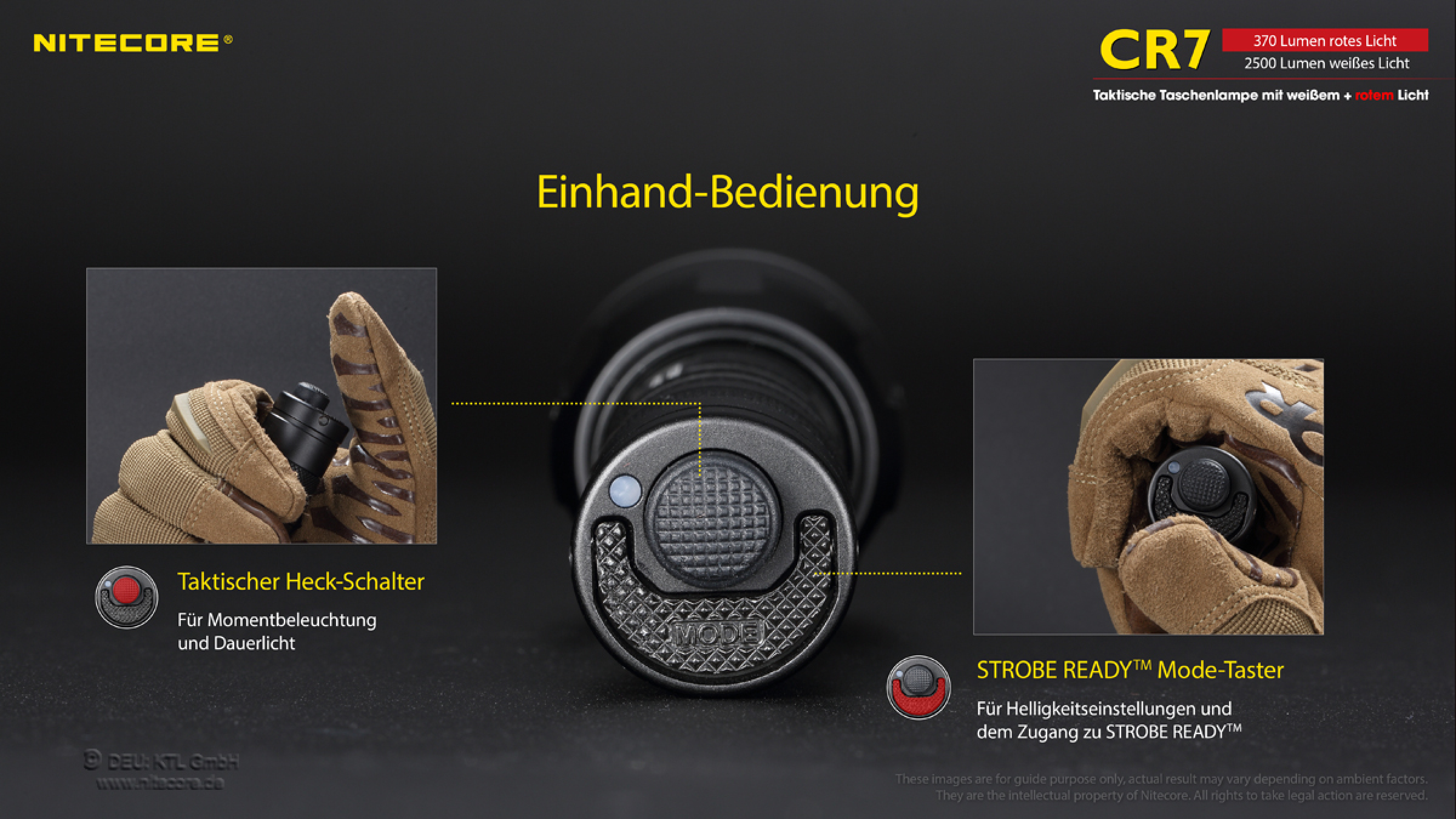 Nitecore Pro Taschenlampe Chameleon CR7 - Rotlicht