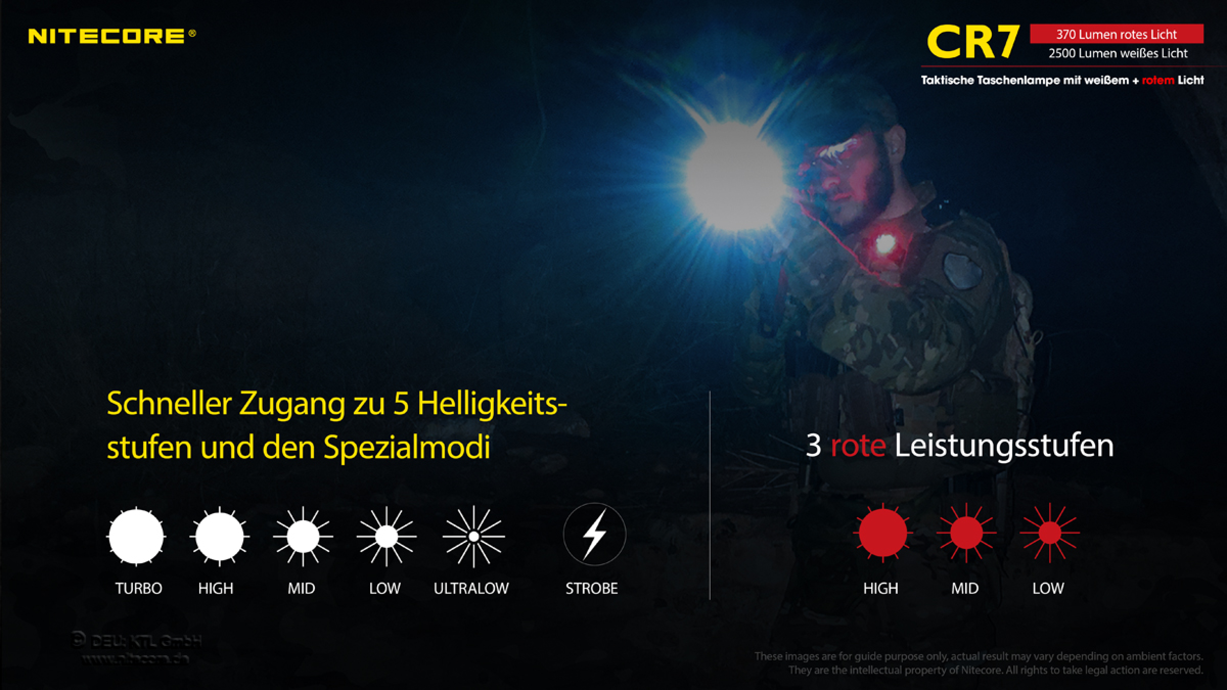 Nitecore Pro Taschenlampe Chameleon CR7 - Rotlicht