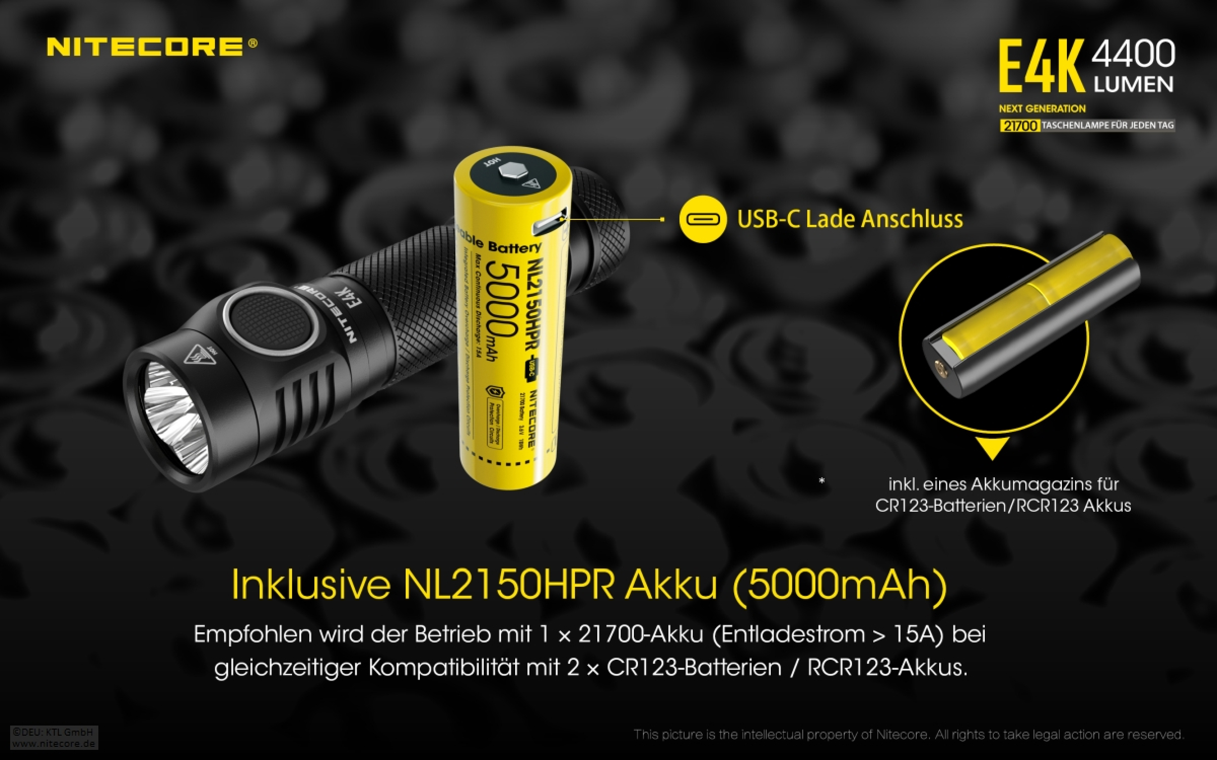 Nitecore Pro Taschenlampe E4K - 4400 Lumen