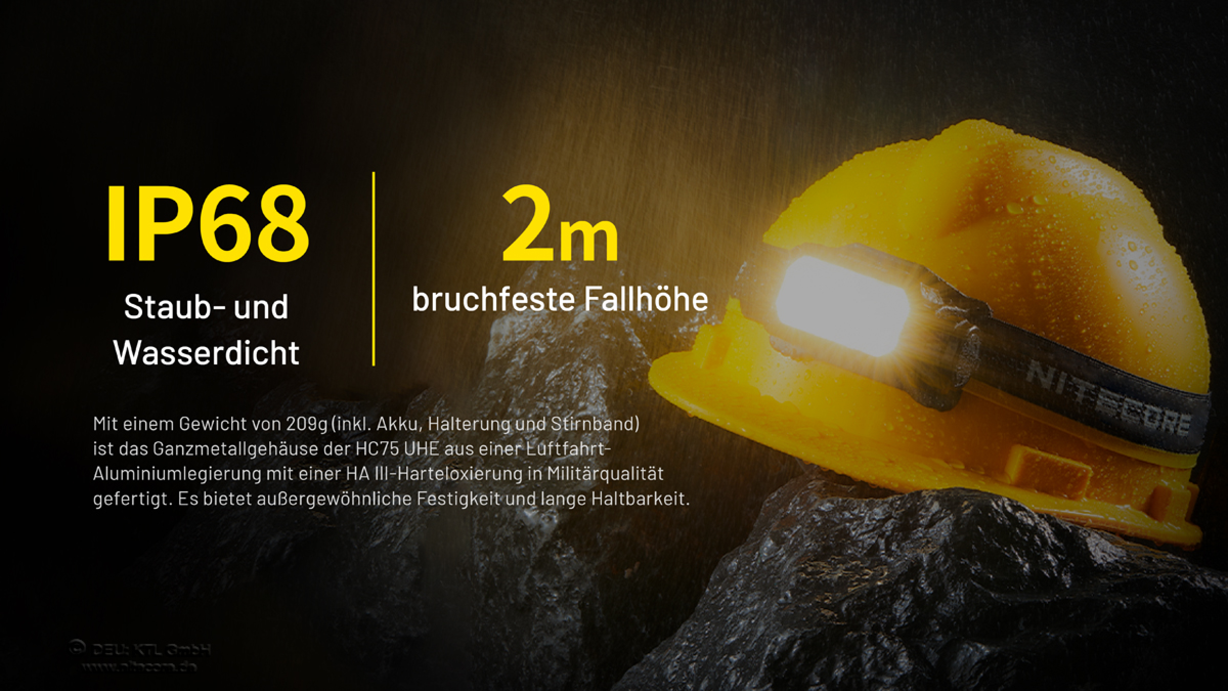 Nitecore Kopfleuchte HC75 UHE - 3000 Lumen, E-Focus