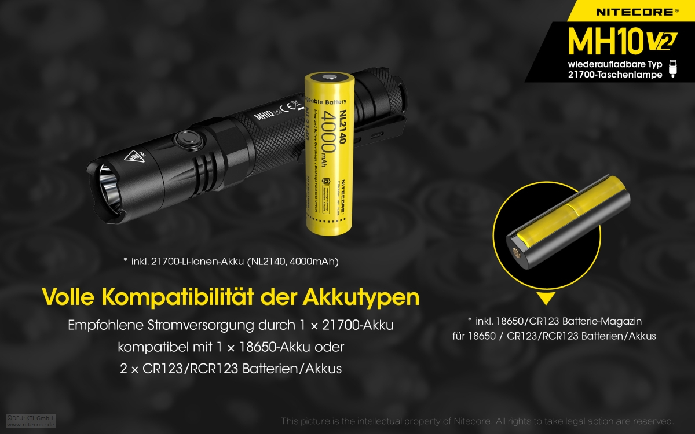 Nitecore Taschenlampe MH10 aufladbar 1200 Lumen V2