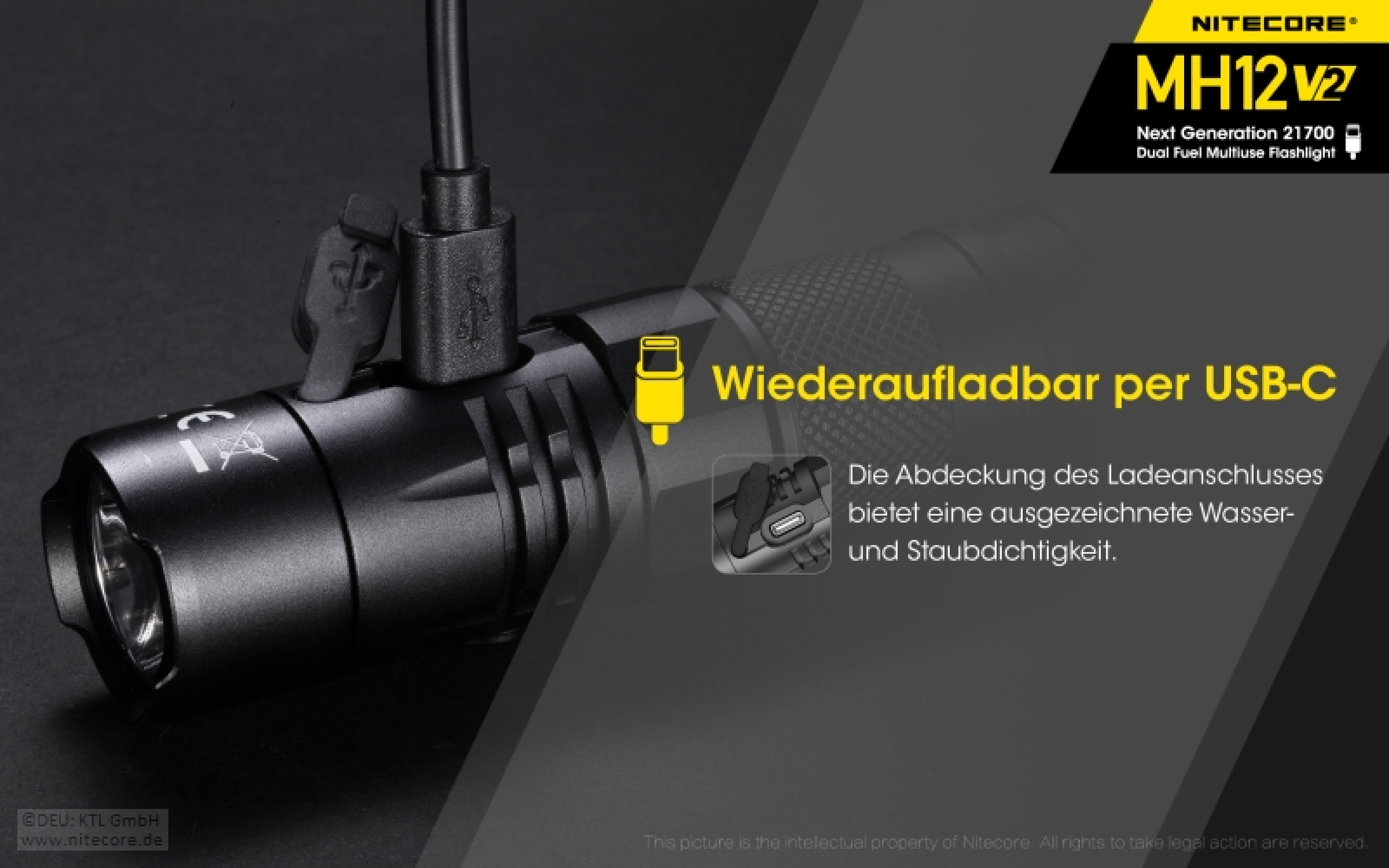 Nitecore Pro Flashlight MH12 V2.0 - 1200 Lumens