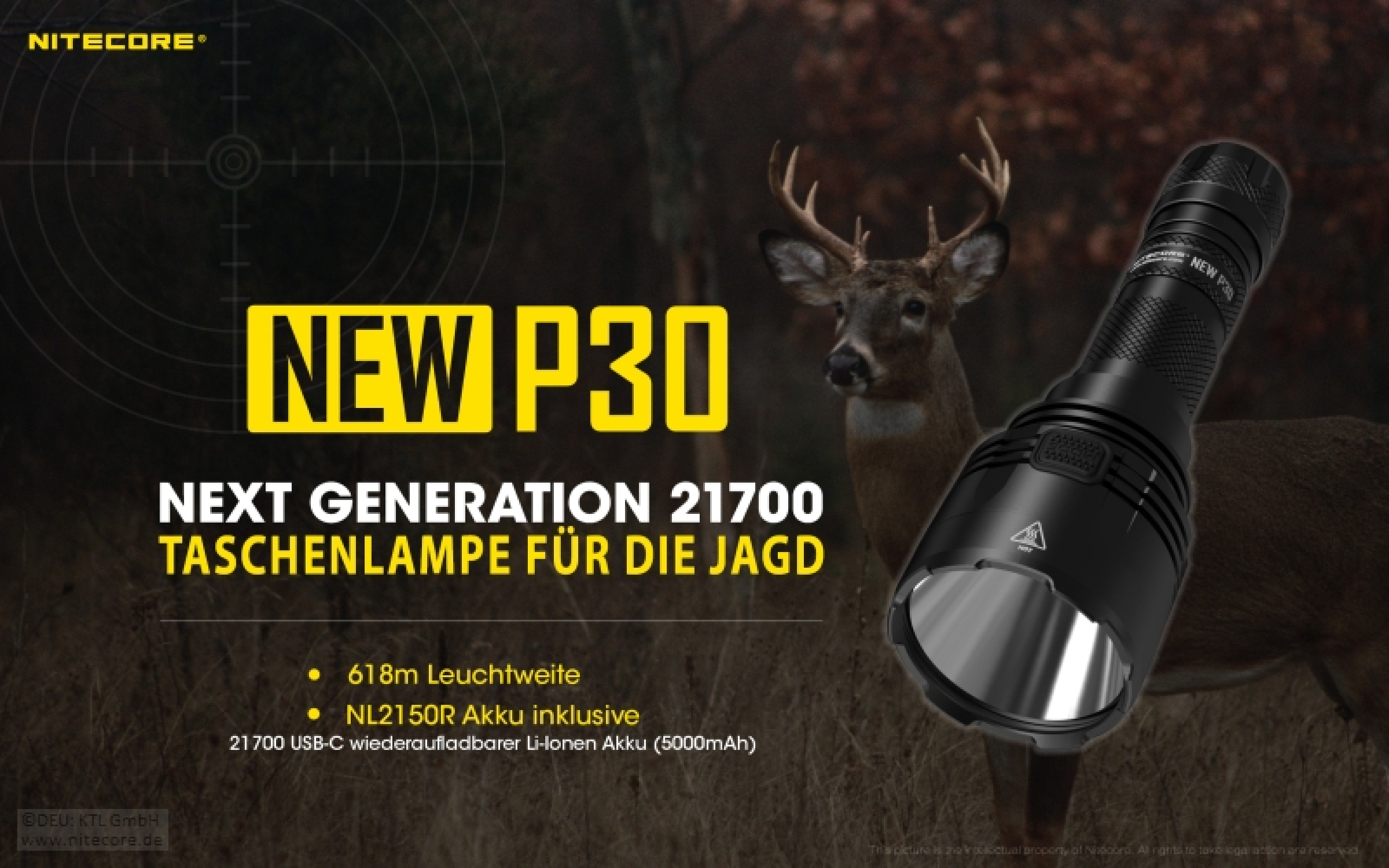 Nitecore Pro Taschenlampe NEW P30 inkl. NL2150R