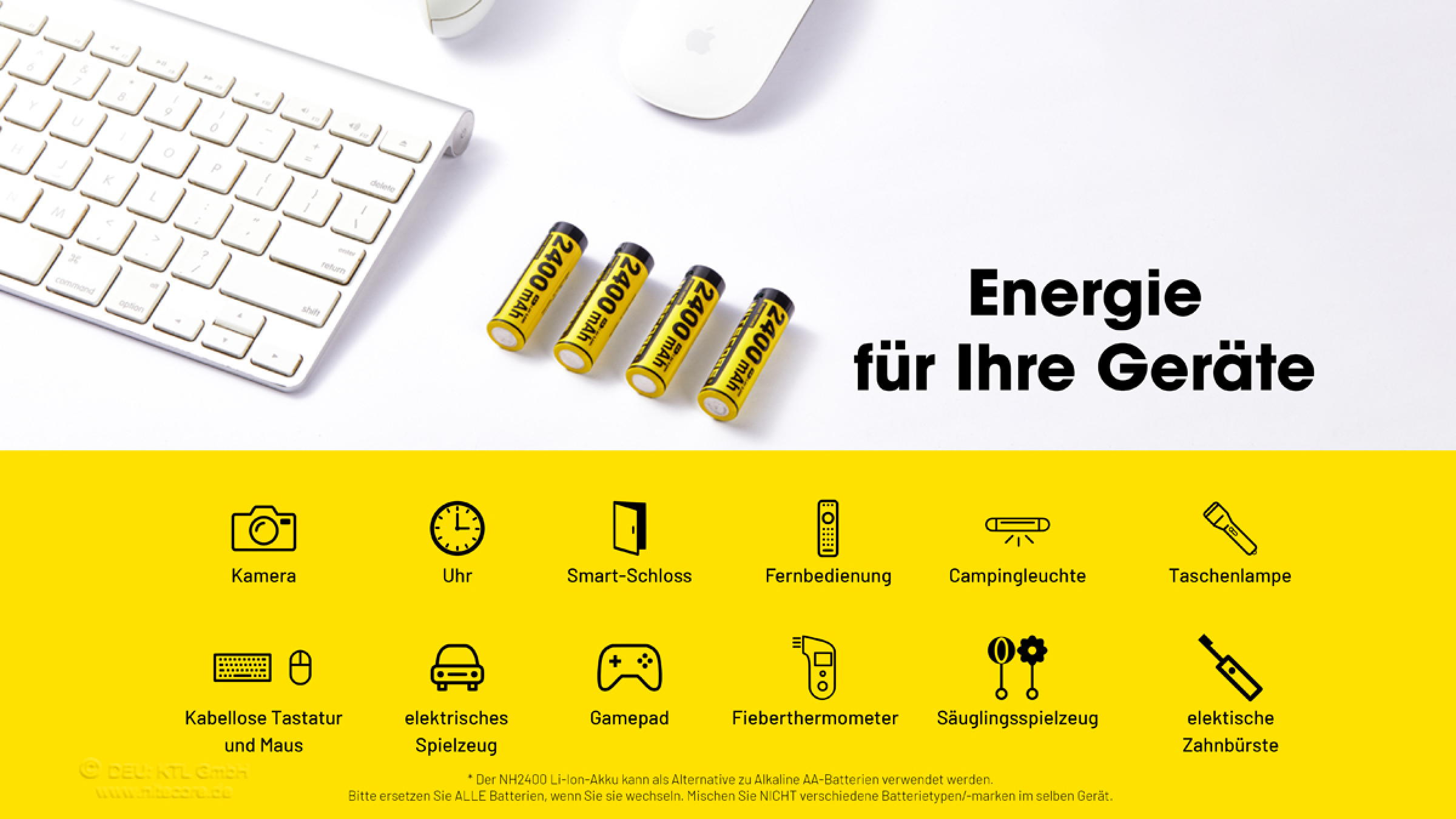 Nitecore NH2400 - 1,5V Li-Ion Akku, USB-C, 4er Pack