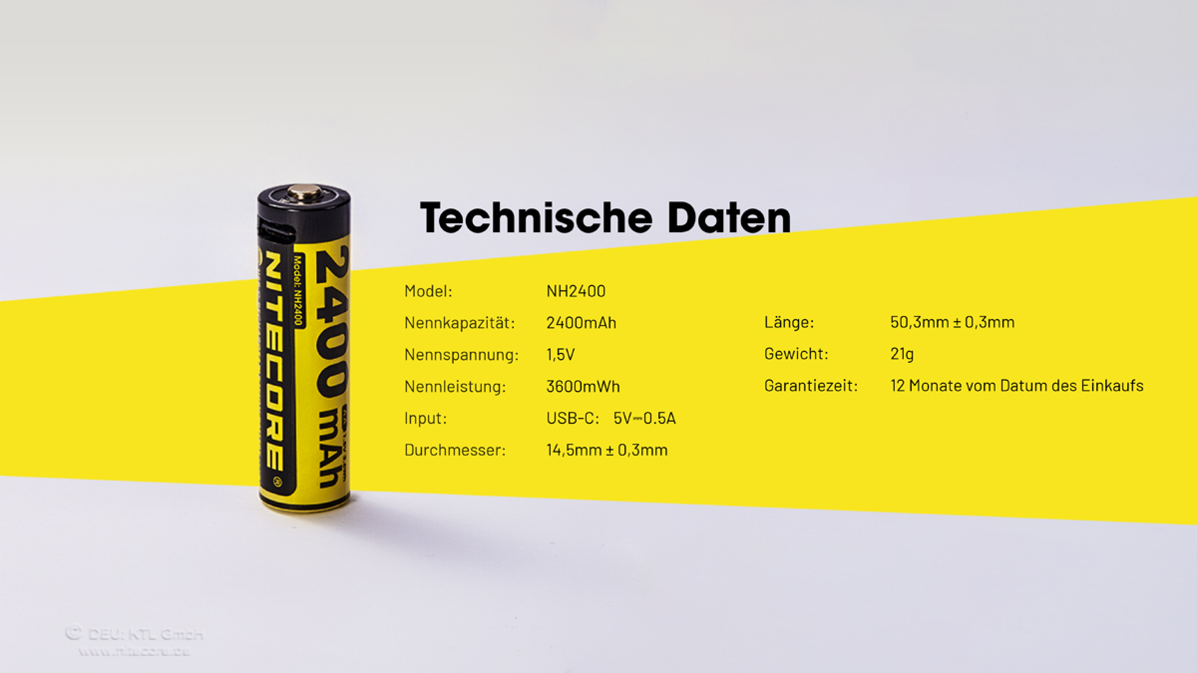 Nitecore NH2400 - 1,5V Li-Ion Akku, USB-C, 4er Pack