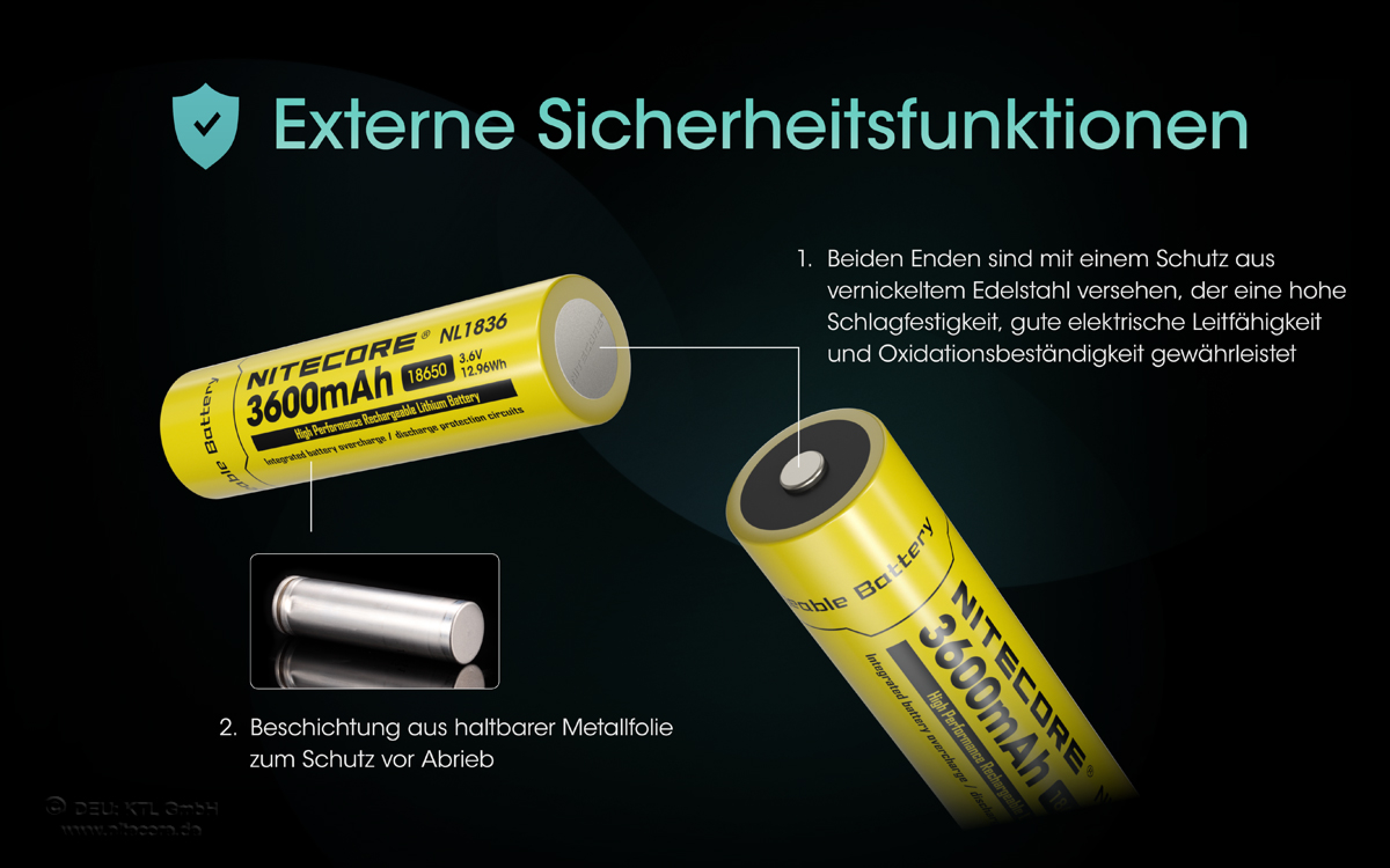 Nitecore 18650 Akku 3600mAh - NL1836  IC Protected