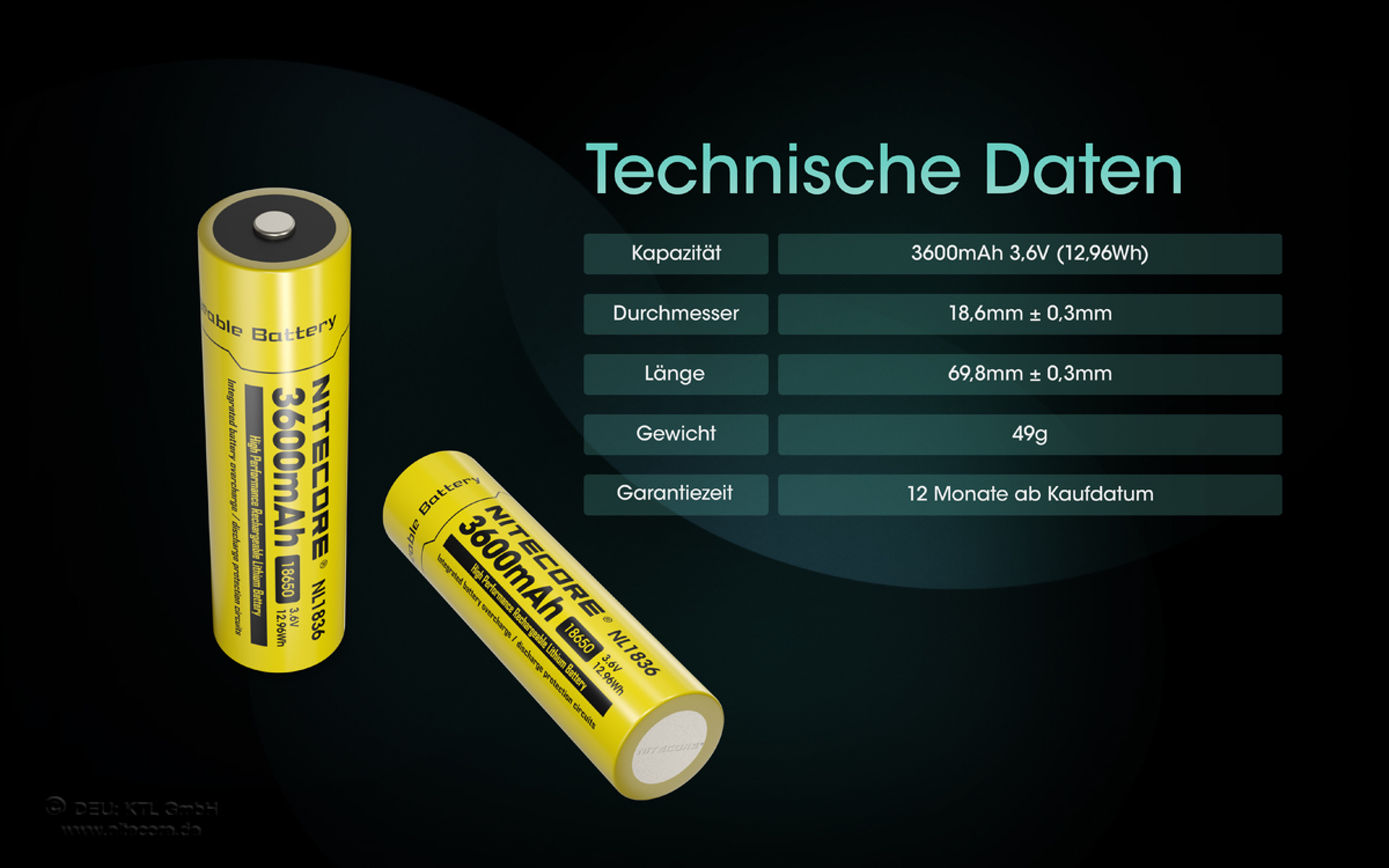 Nitecore 18650 Akku 3600mAh - NL1836  IC Protected