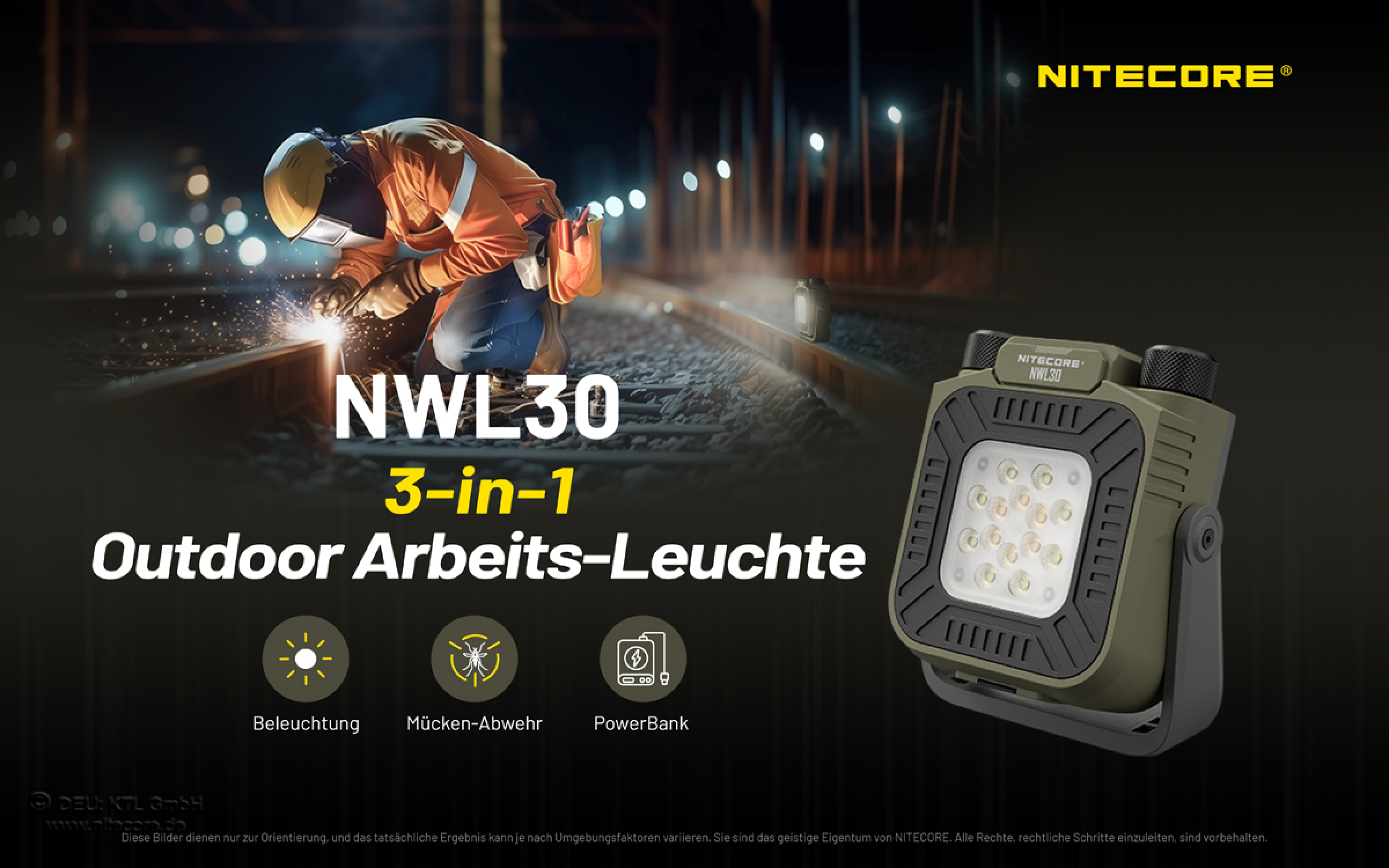 Nitecore NWL30 - 3 in 1 Universal-Arbeitsleuchte