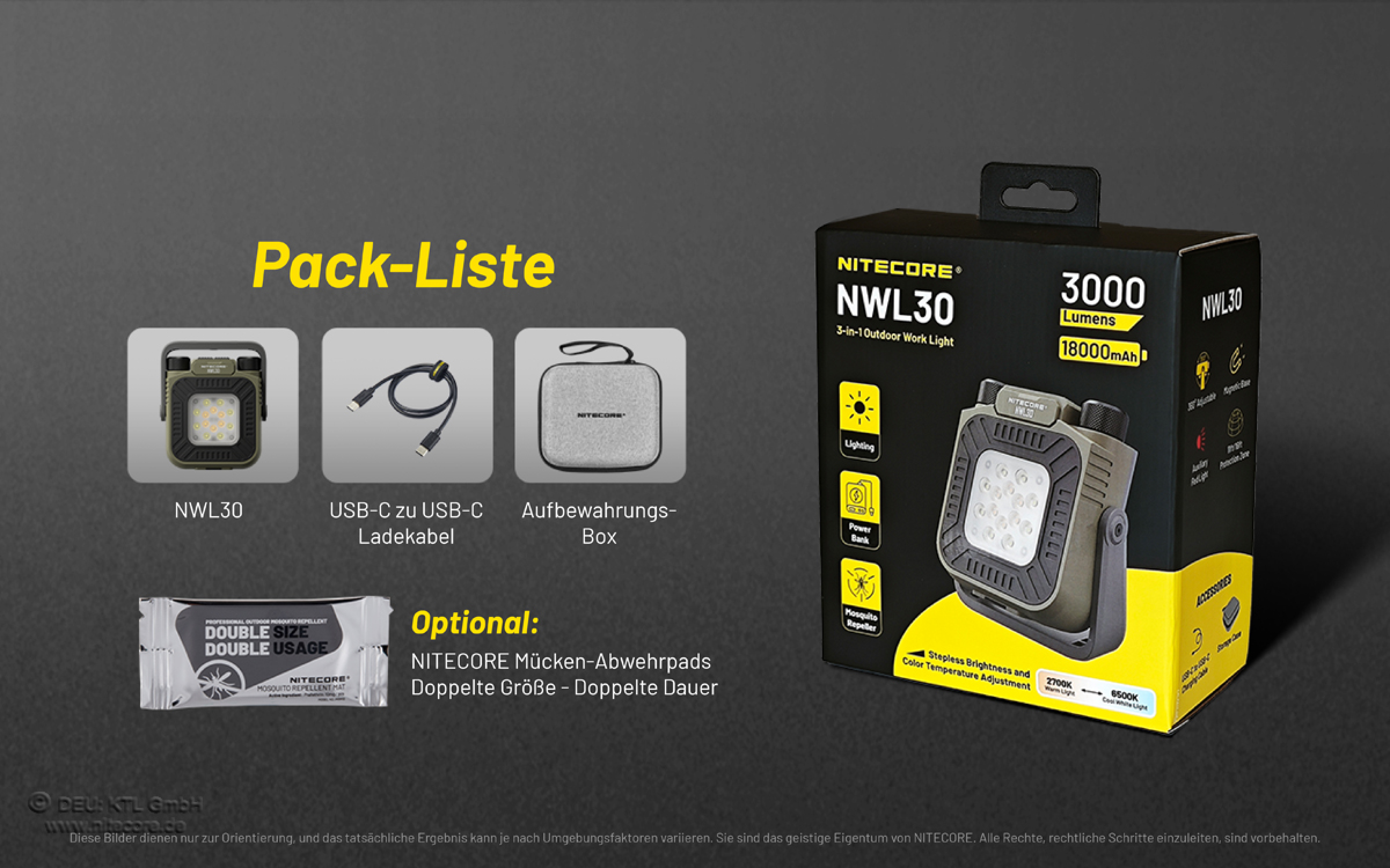 Nitecore NWL30 - 3 in 1 Universal-Arbeitsleuchte