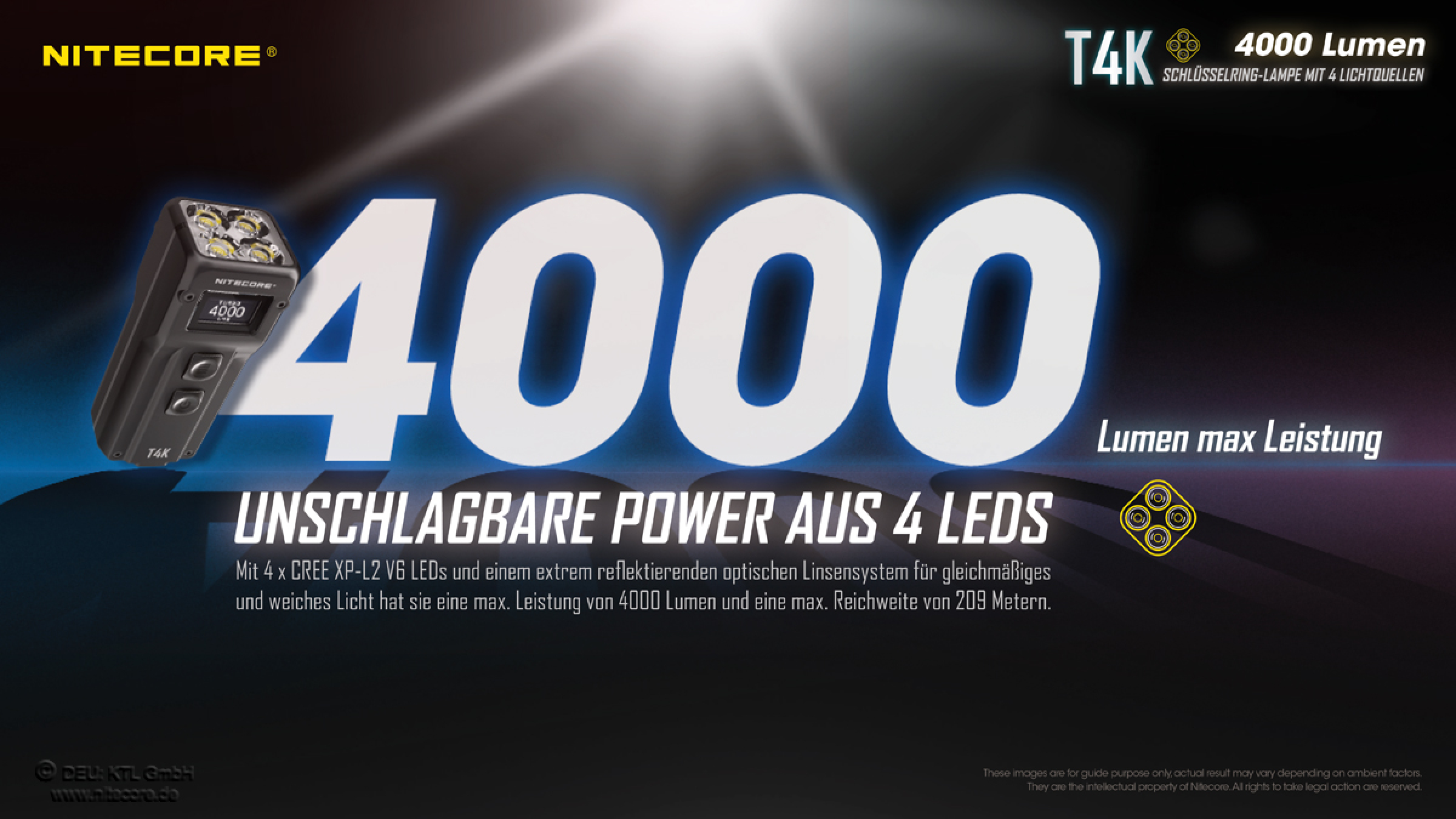 Nitecore Keyring T4K - 4000 Lumen