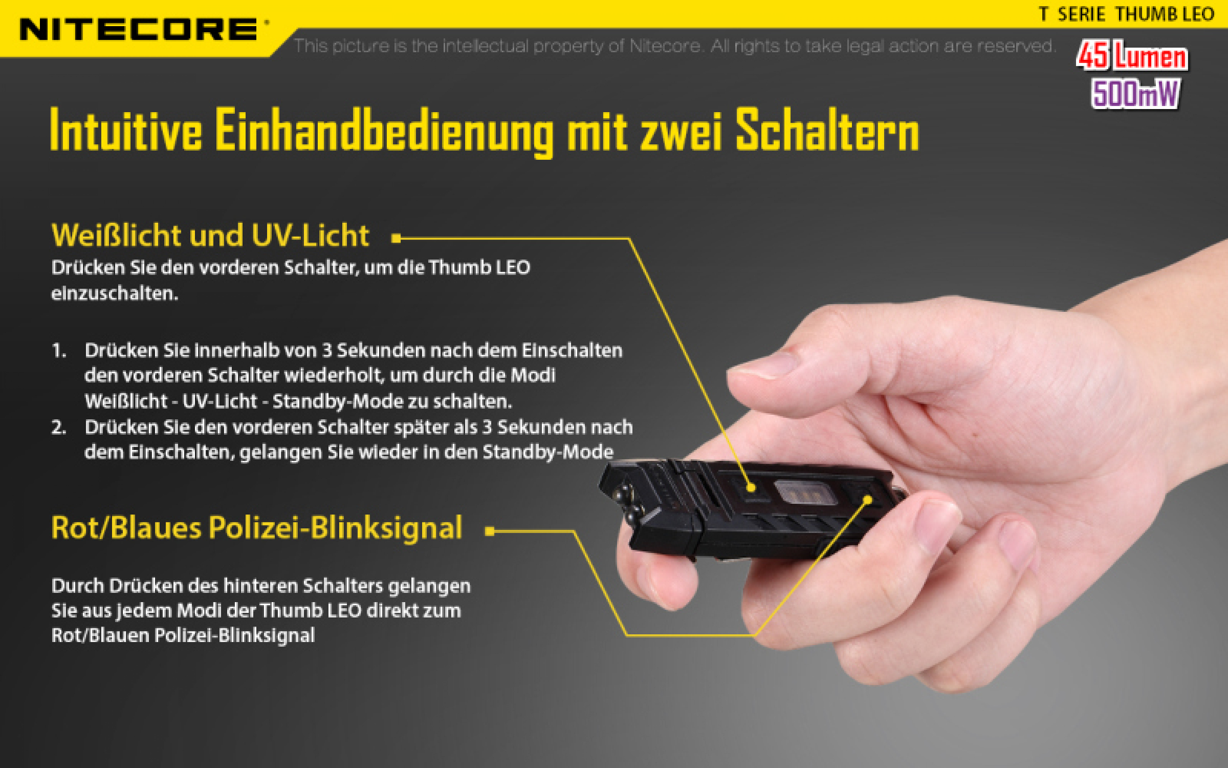 Nitecore Keyring Schlüsselbundlampe Thumb UV