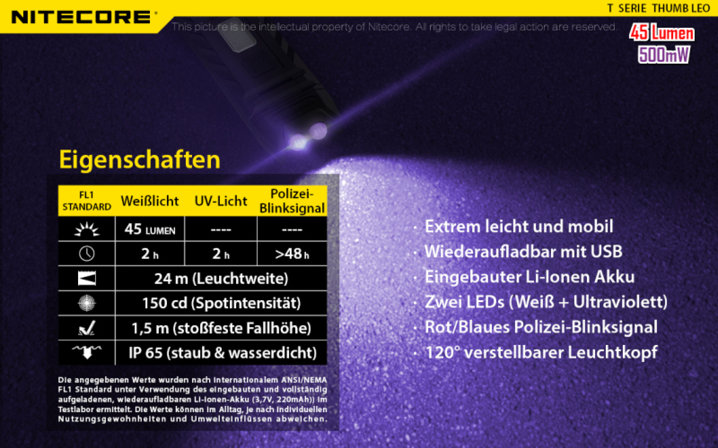Nitecore Keyring Schlüsselbundlampe Thumb UV