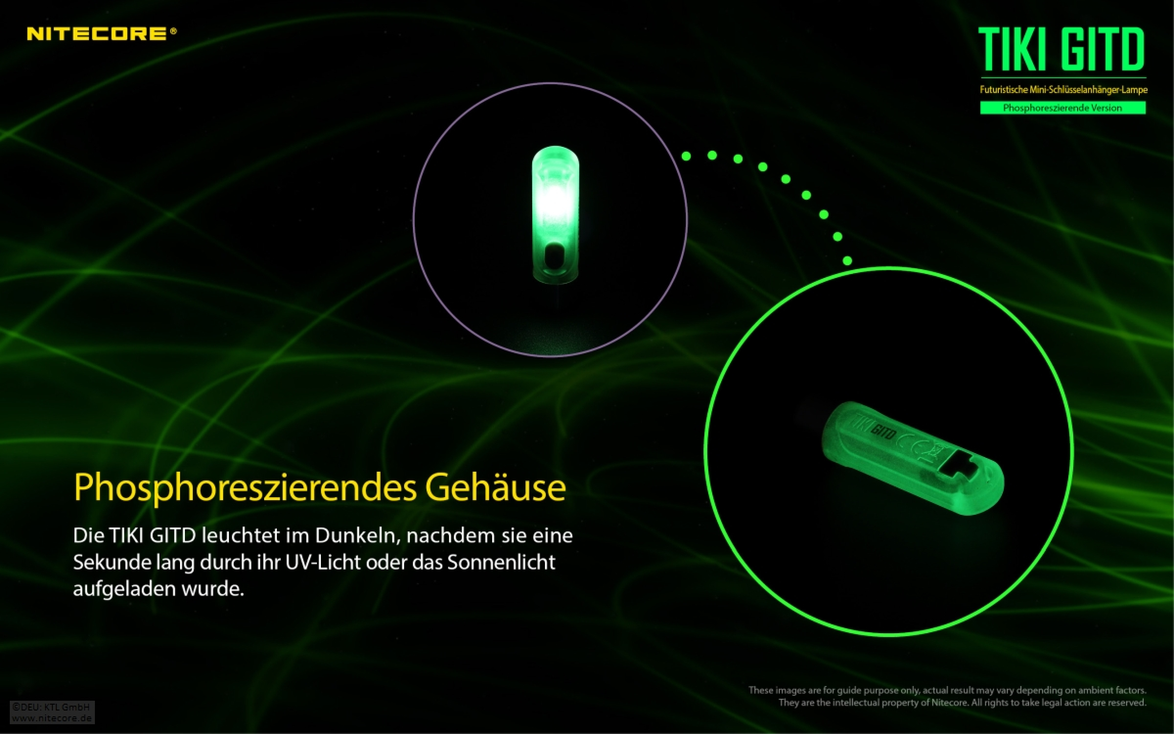 Nitecore Keyring TIKI Schlüsselbundlampe GTID - Glow in the dark