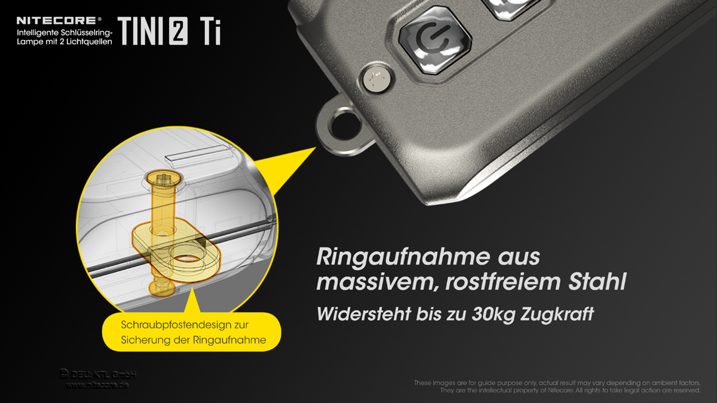 Nitecore Keyring Schlüsselbundleuchte TINI 2 Titanium - 500 Lumen