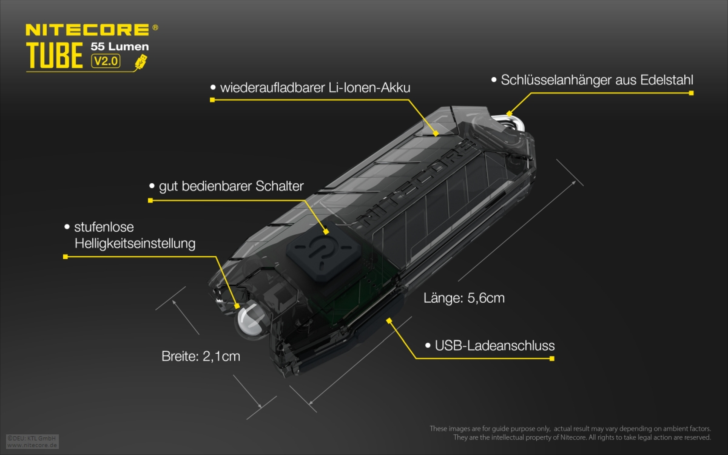 Nitecore Keychain Schlüsselbundlampe Tube 2.0 - blau