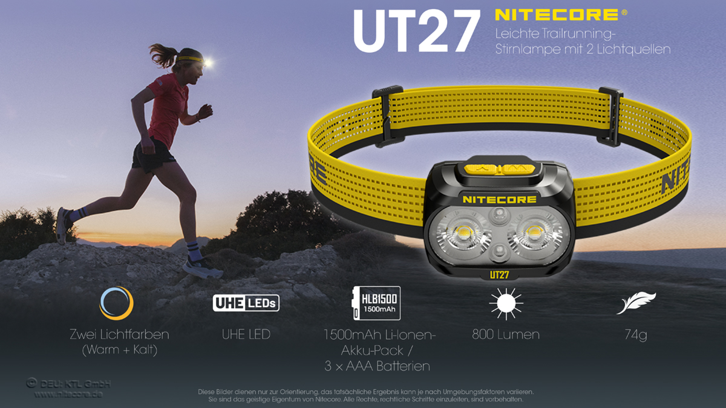 Nitecore Kopfleuchte UT27 (2024) - Dual Power, 800 Lumen