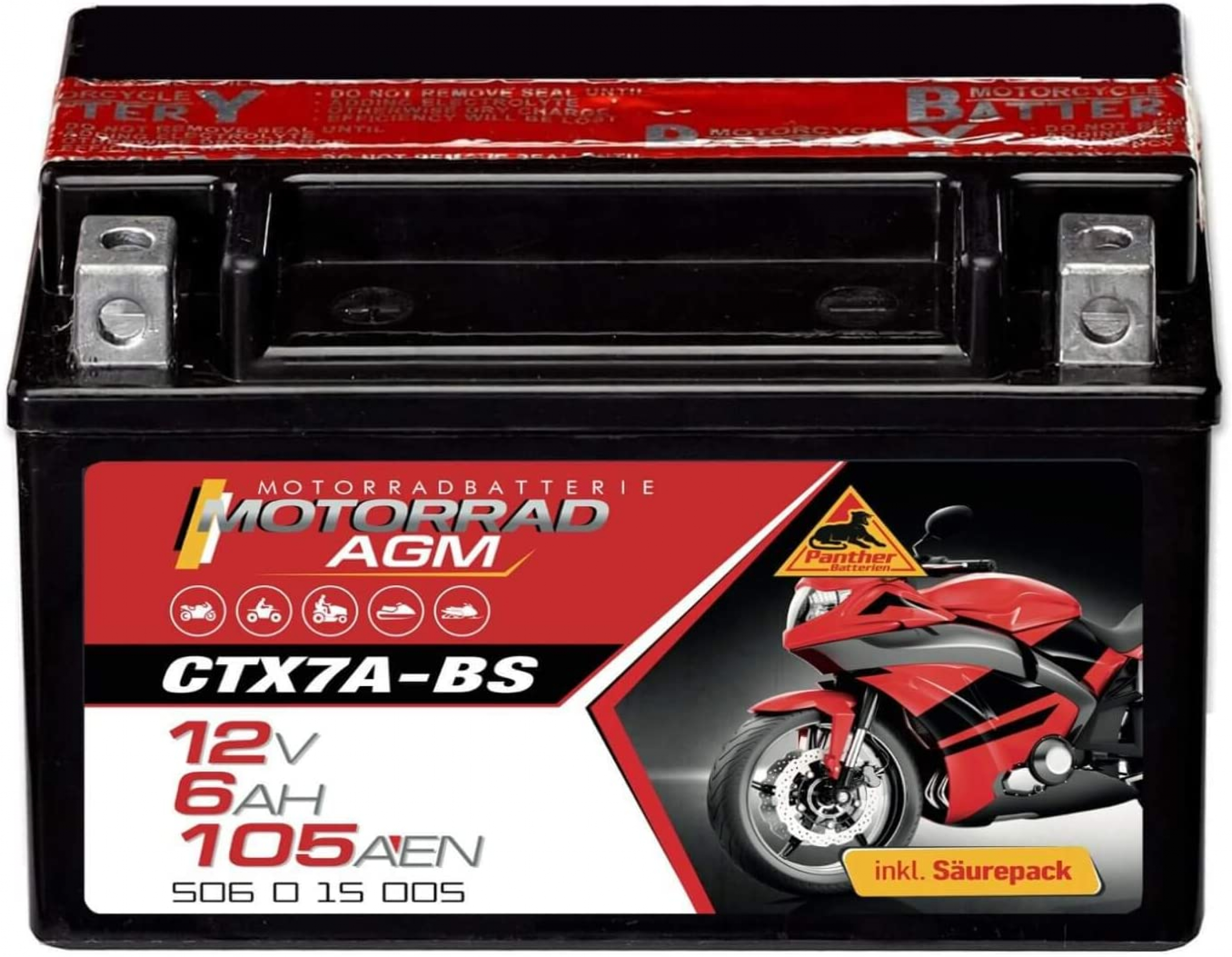 Panther AGM CTX7A-BS Motorradbatterie