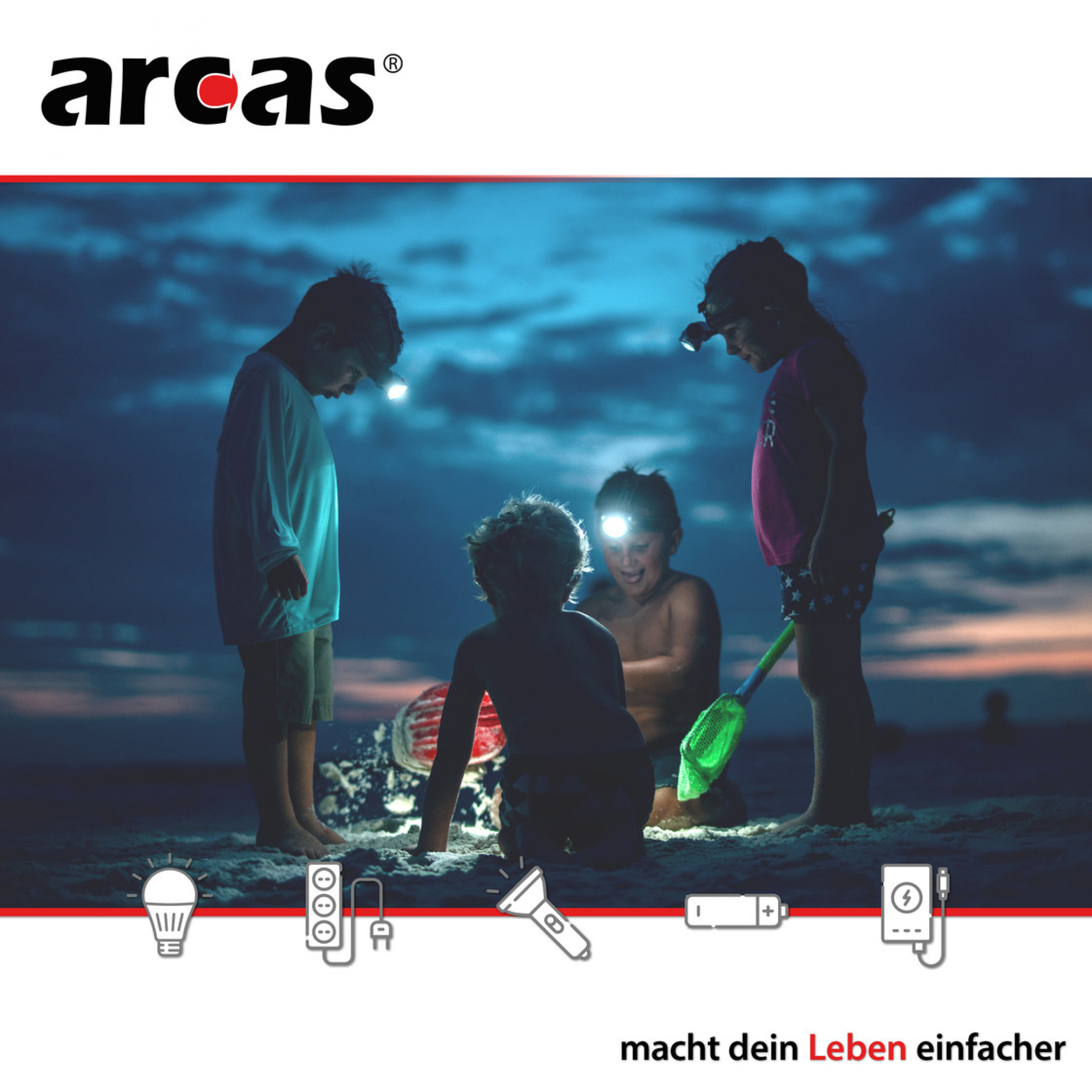 Camelion/Arcas AHL 9er LED Stirnleuchte inkl. Batterien