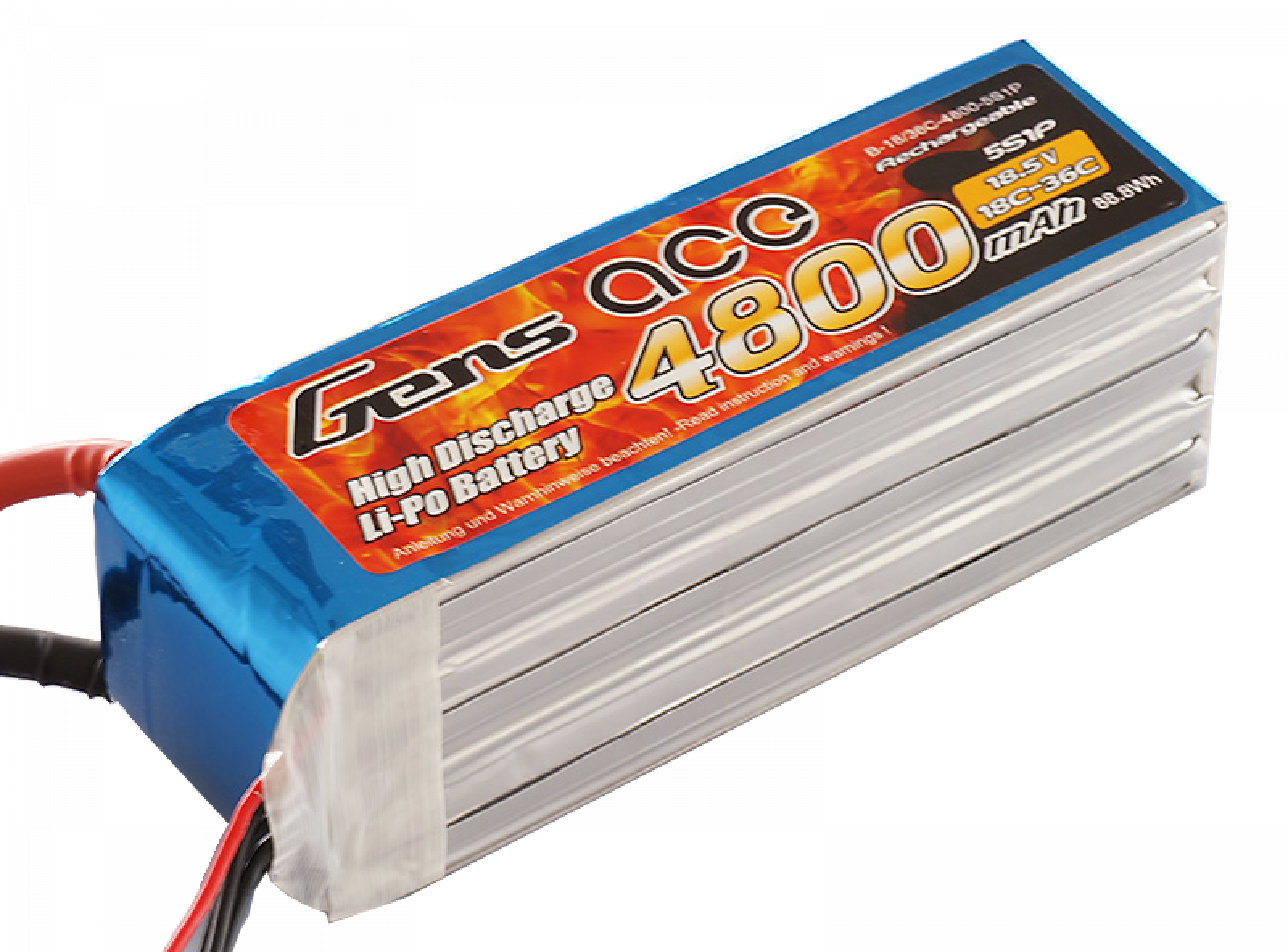Grepow 4800mAh 18.5V 18 / 36C 5S1P Lipo battery with JST-XH connector