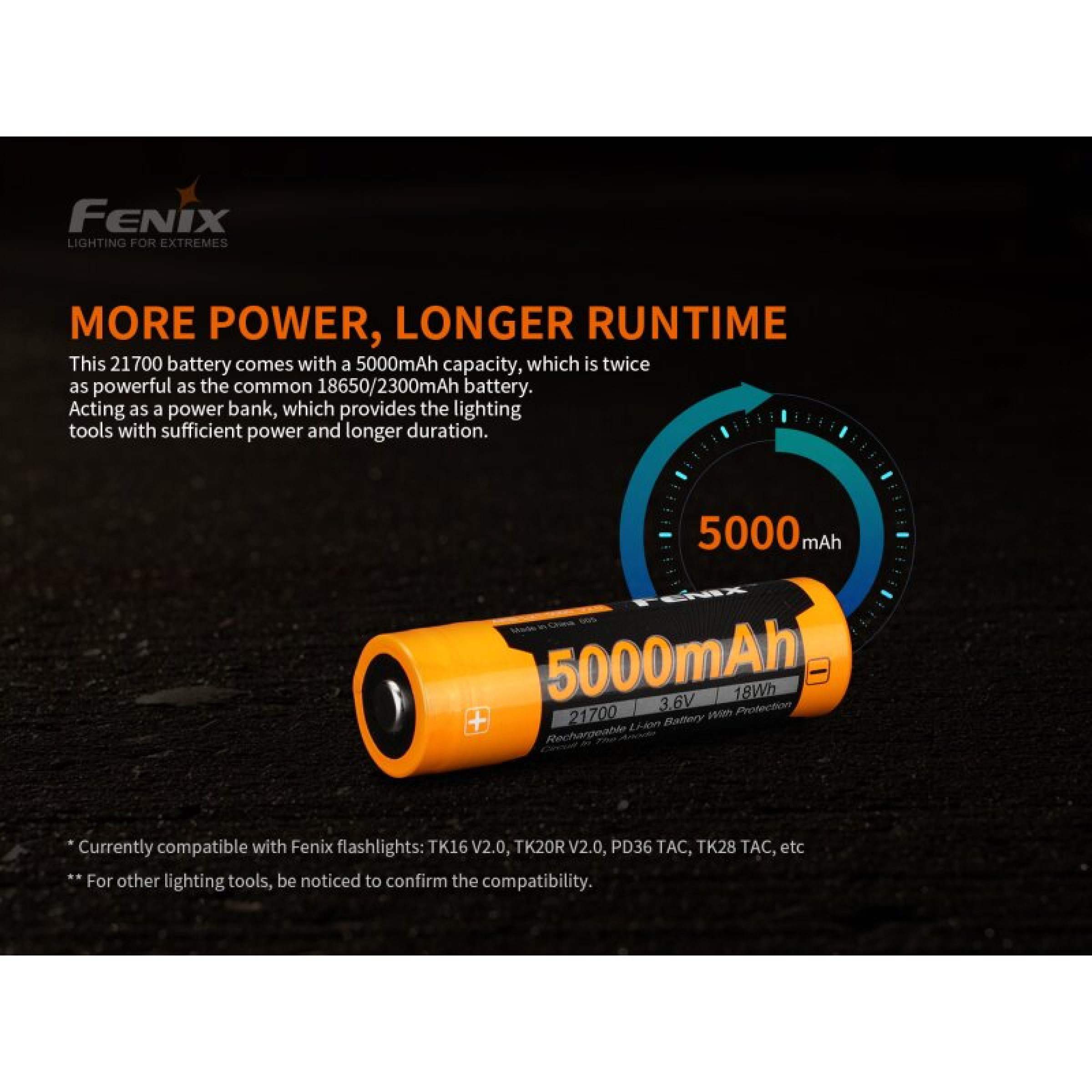 Fenix Akku 21700 ARB-L21-5000 V2.0 3,6V 5000mAh LiIon