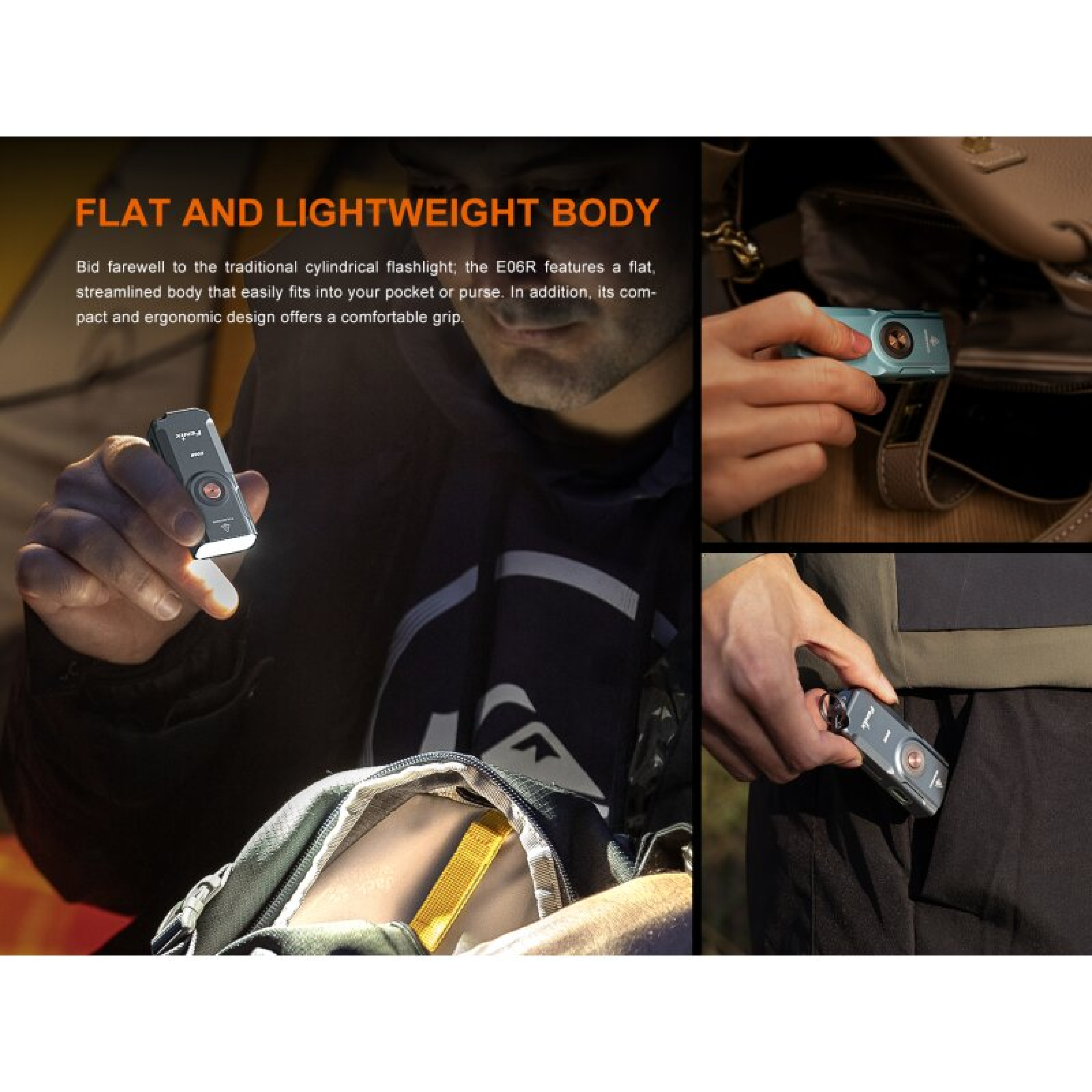 Fenix E06R Schlüsselbundleuchte Weißes+UV+Laser Licht Grau