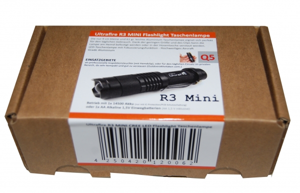INFINIO Mini R3 LED fokus Cree Q5 290 Lumen, umweltfreundliche Verpackung
