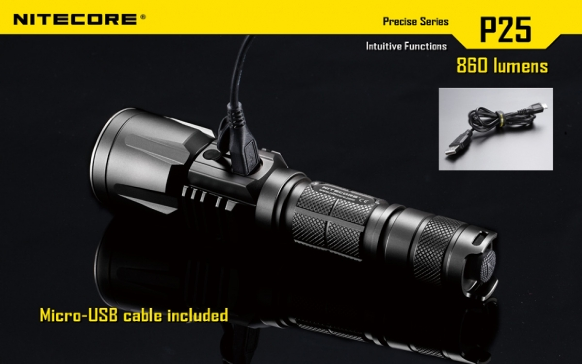 Nitecore Pro Taschenlampe P25, army inkl. 2x CR123 Lithium