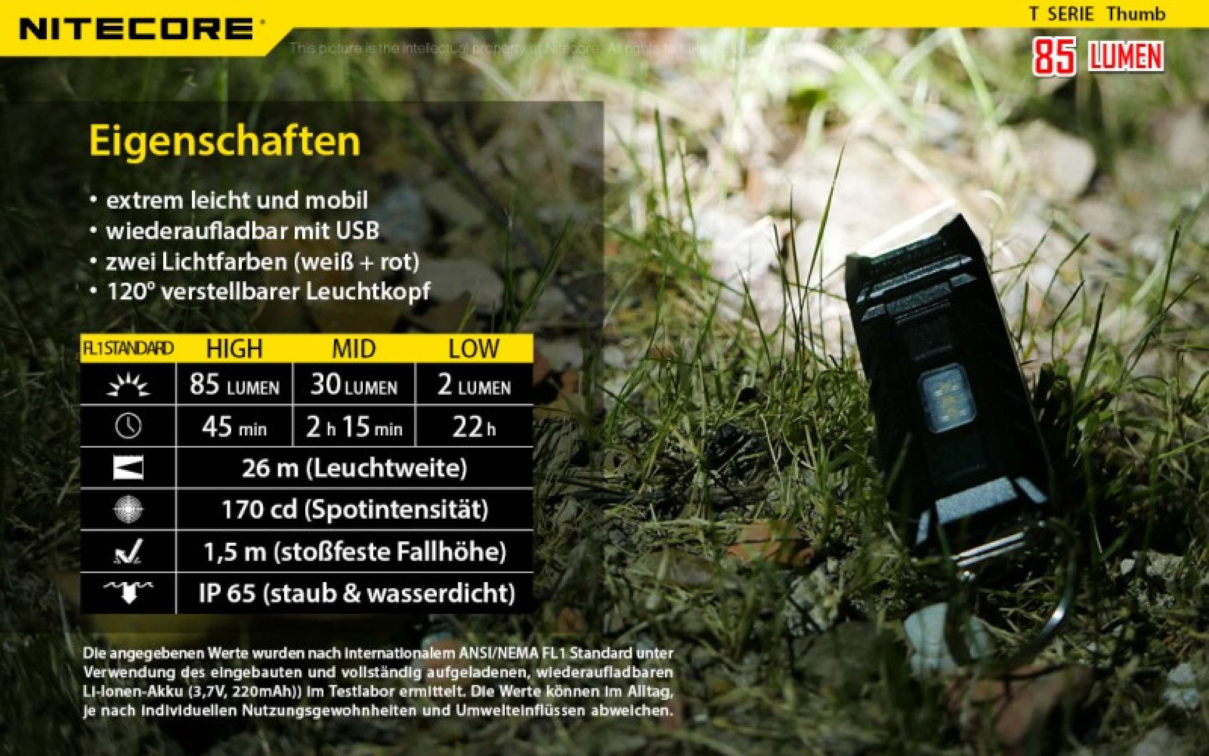 Nitecore Keyring Thumb Schlüsselbund-Lampe mit USB Ladefunktion
