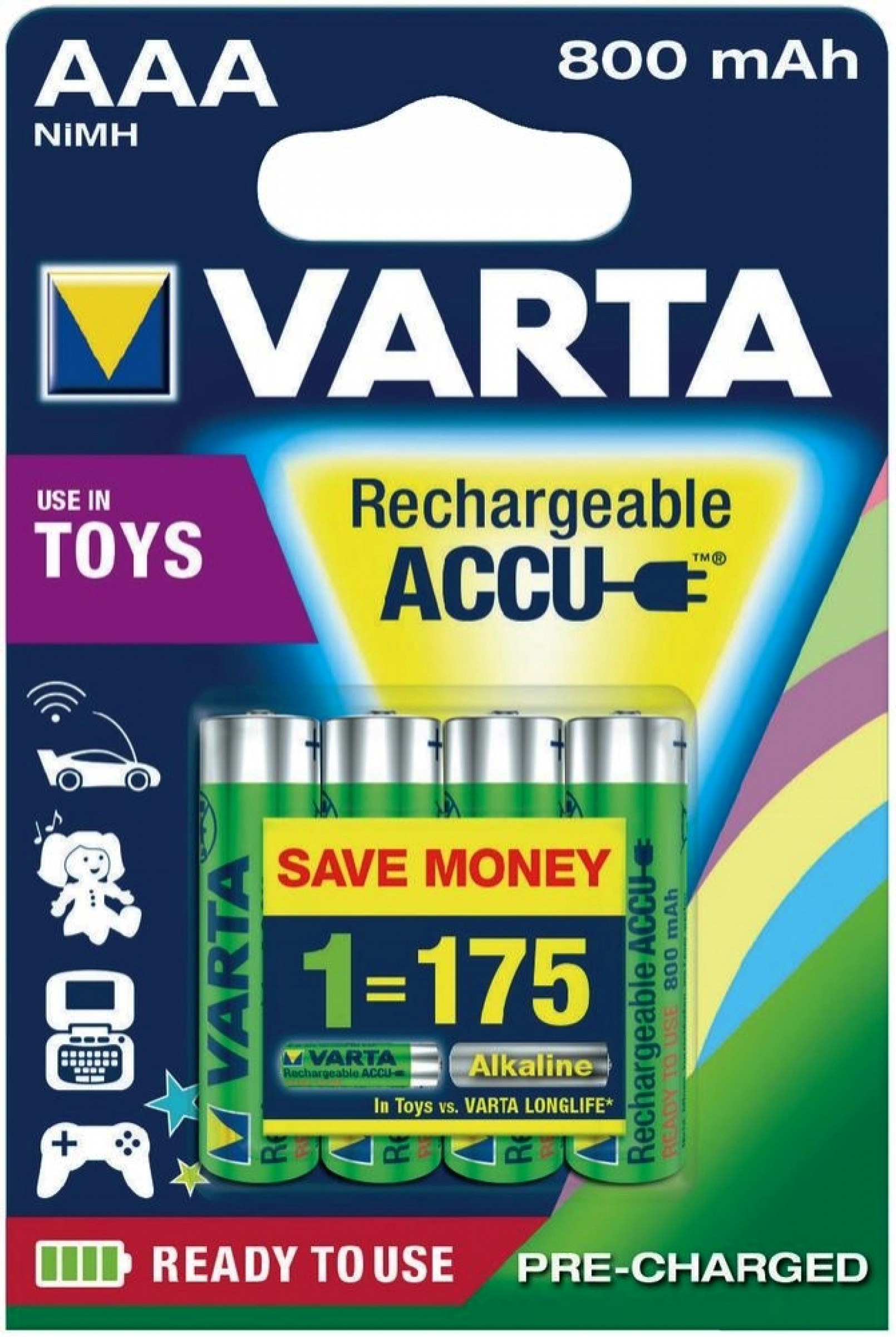 Varta READY2USE AKKU TOYS HR3-AAA-Micro 800 mAH 4er Blister