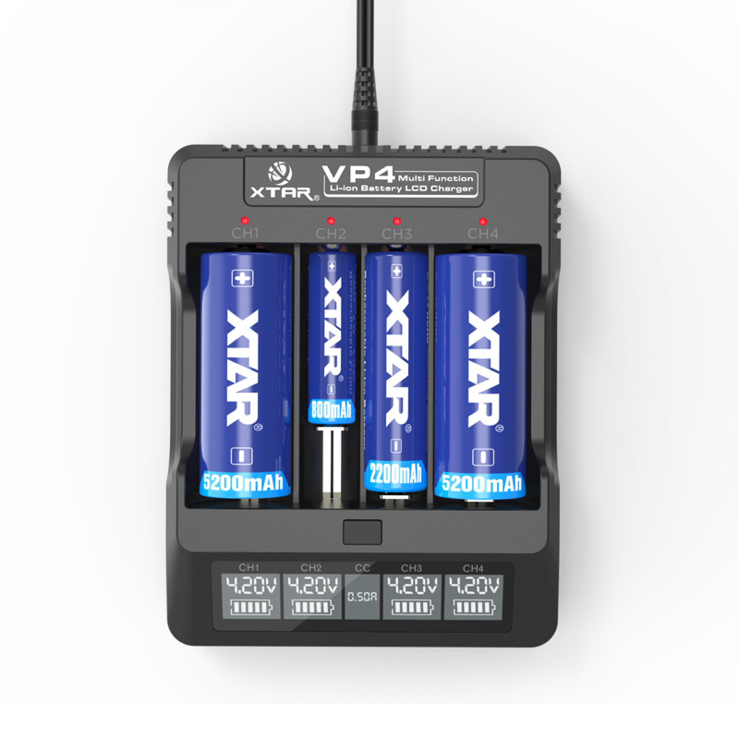 Xtar Smart-Charger VP4C Ladegerät mit LCD Display für 4x Li-Ion Akkus