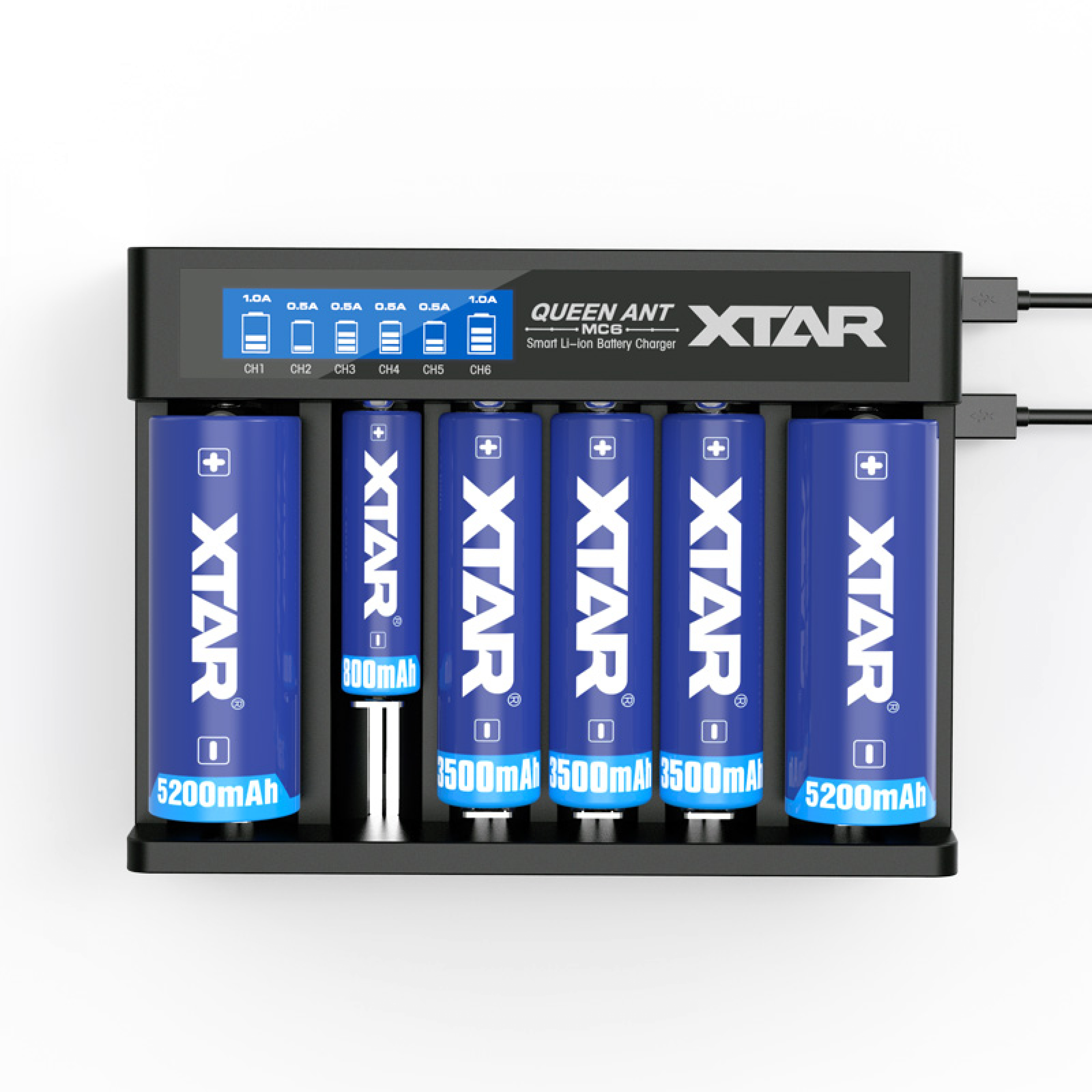 Xtar 6-Schacht Ladegerät MC6 ANT für bis zu 6 Akkus Li-Ion 10440-26650